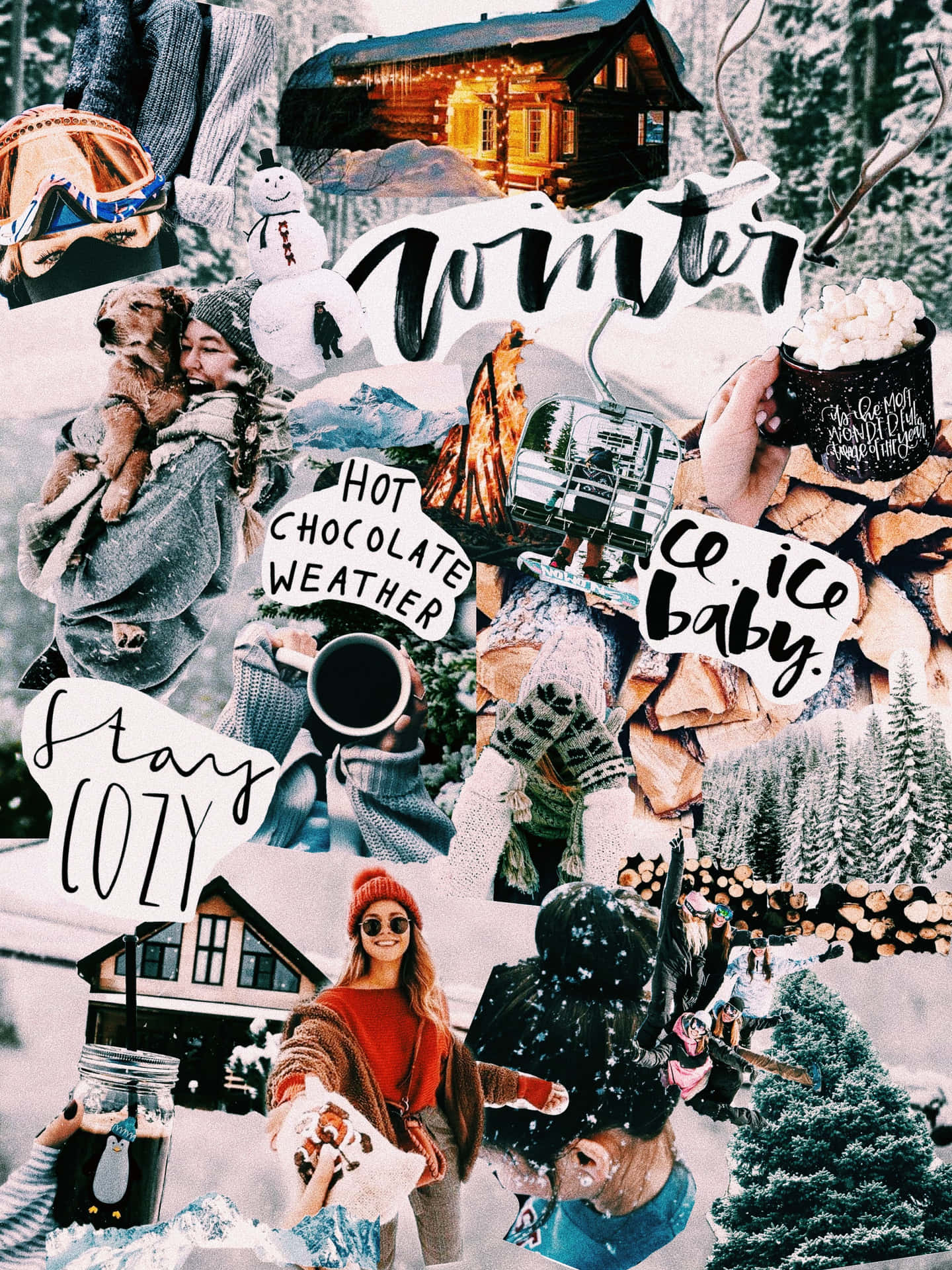Download Capture the beauty of winter in this stunning collage Wallpaper