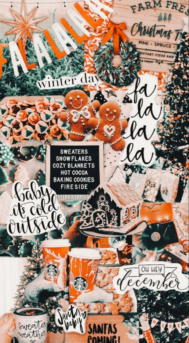 Gingerbread Glow Cozy Christmas Collage Wallpaper for iPhone