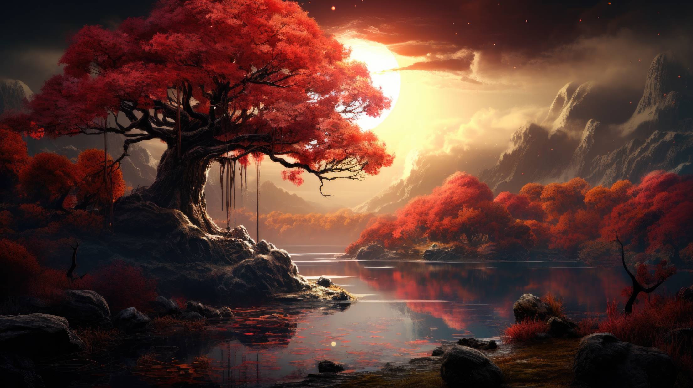 Abstract Fantasy Autumn Nature Scenery Wallpaper. Free Nature Image