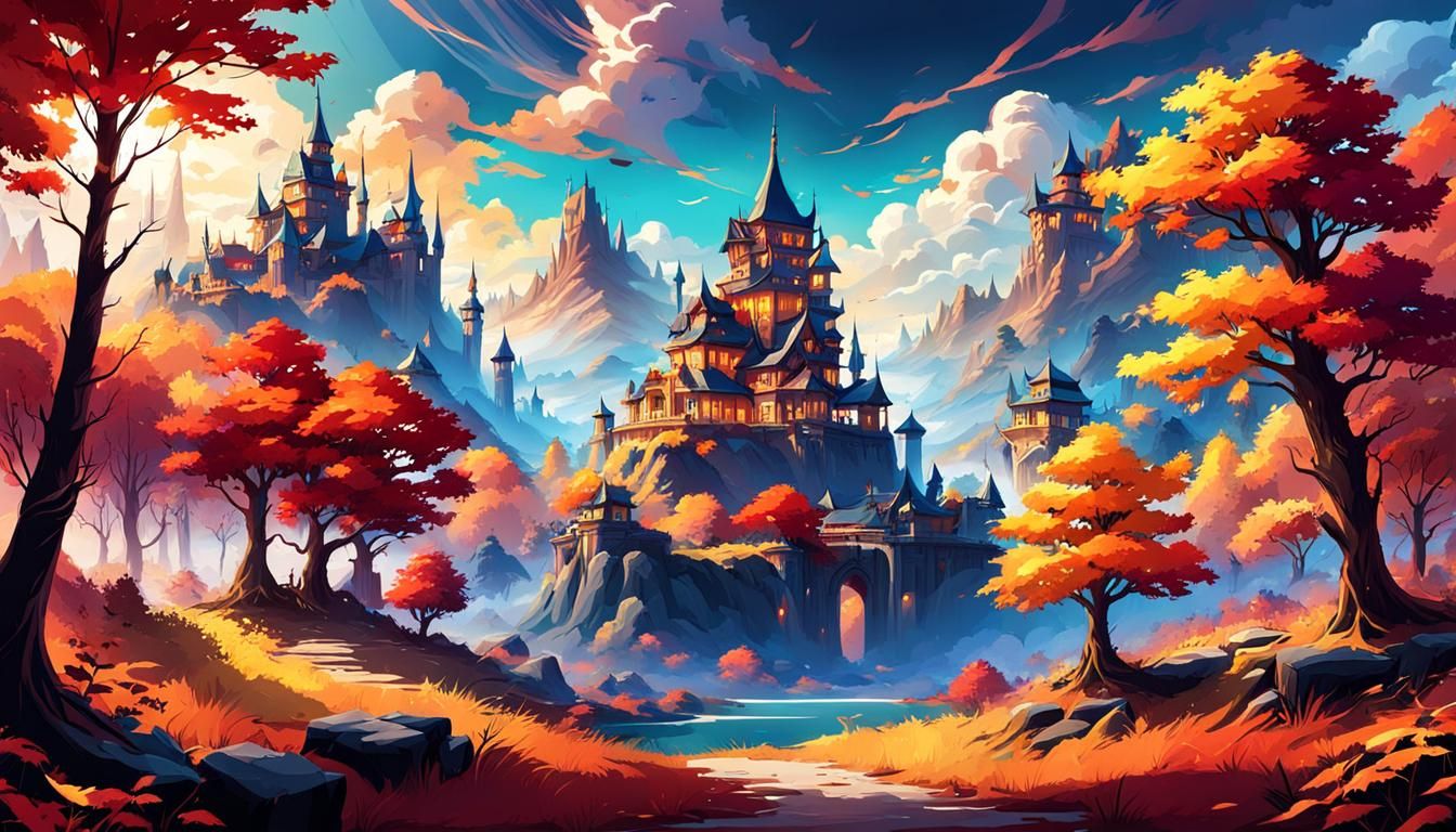 Autumn Empire Autumn Fantasy Landscape: Digital