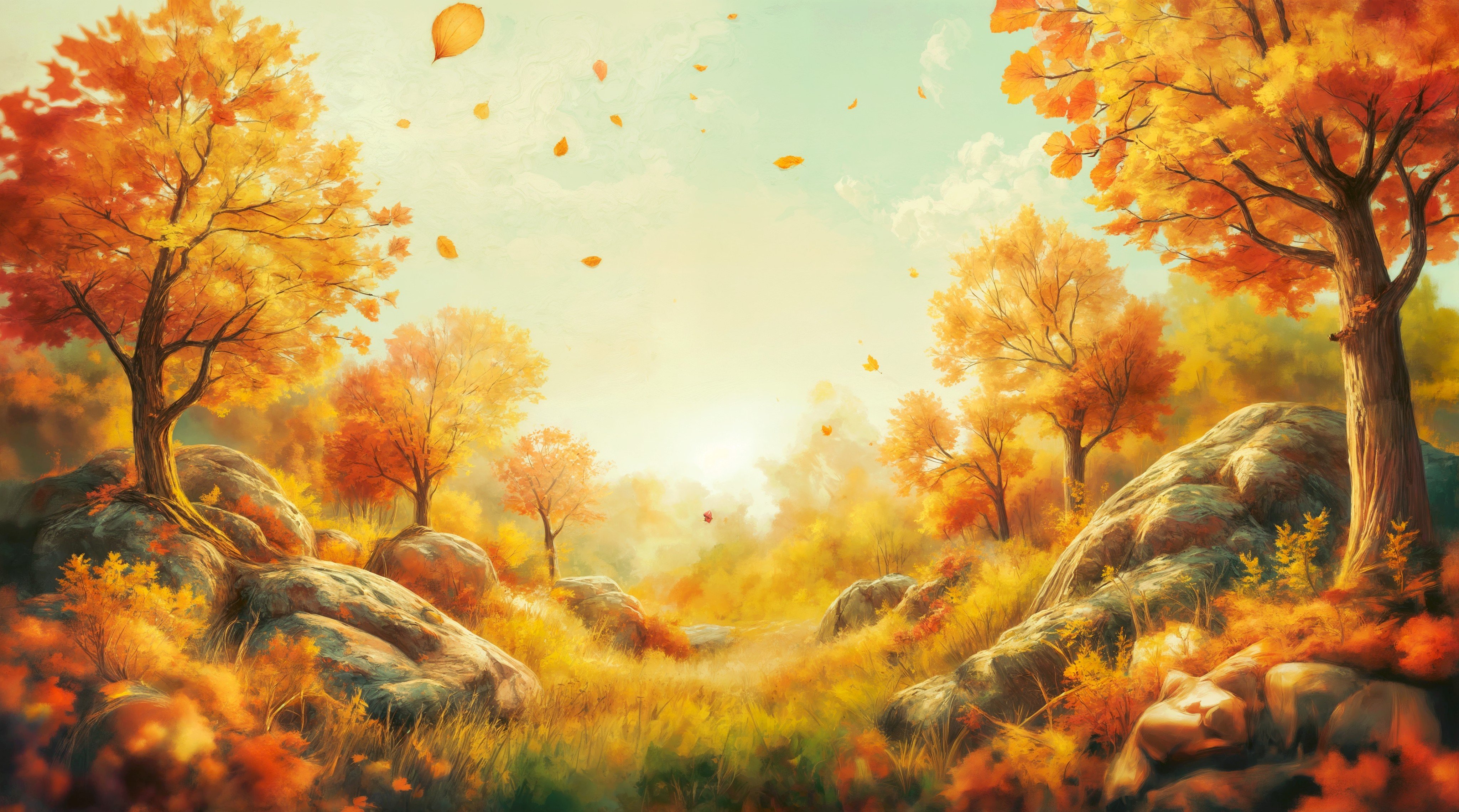 Fantasy autumn landscape aesthetic Wallpaper for Desktop