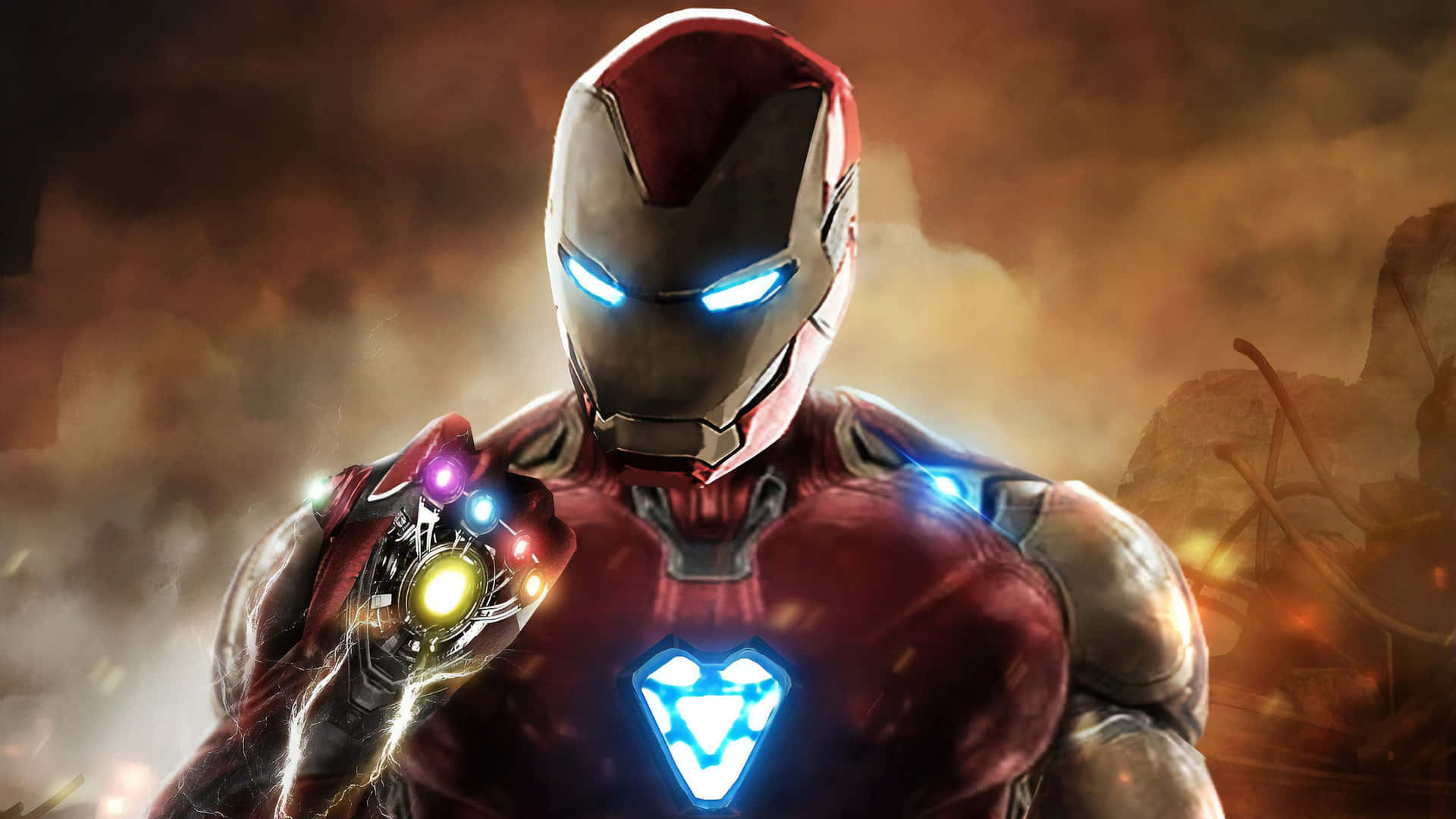 Download Avengers Iron Man With Infinity Stones In Nano Tech Wallpaper