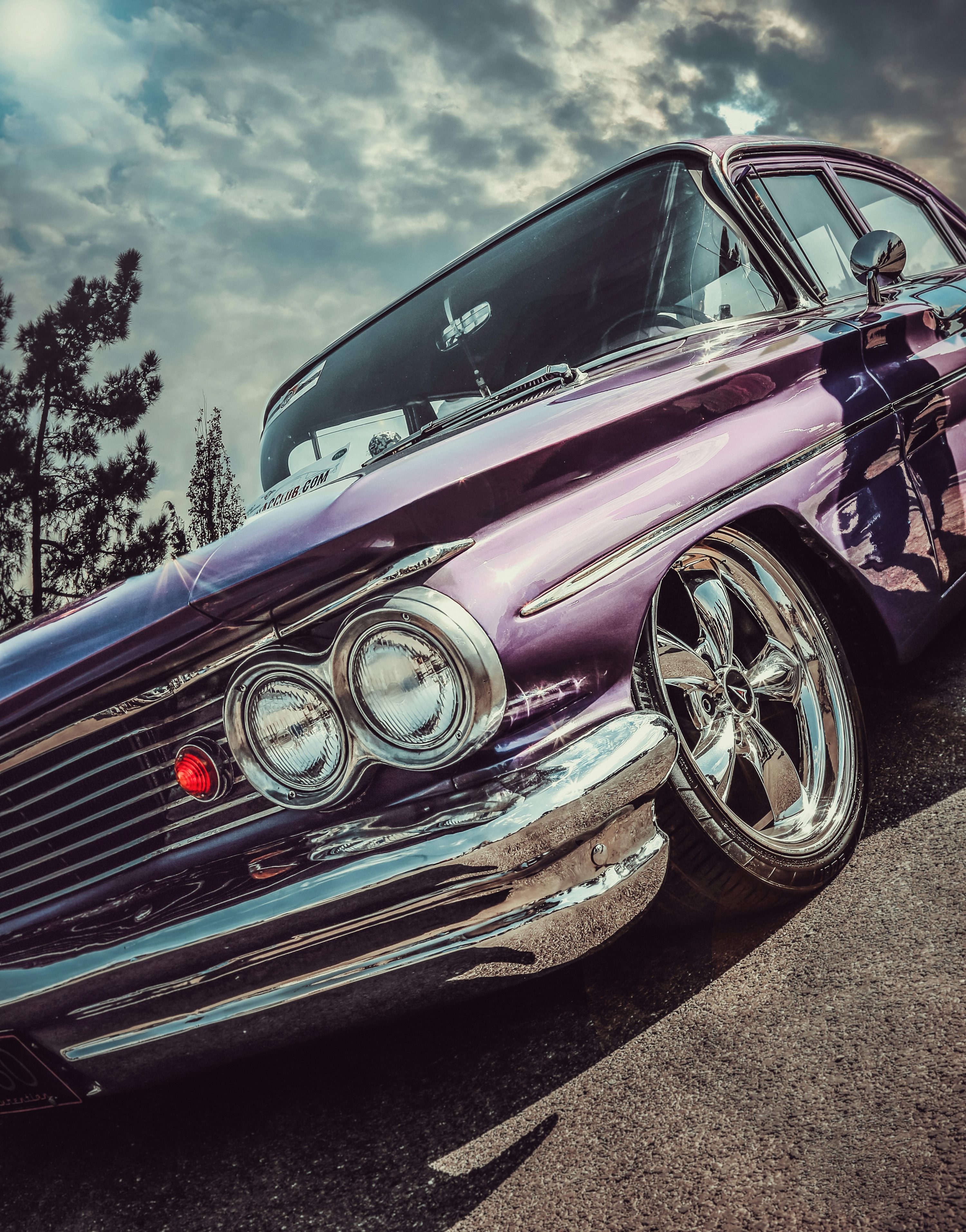 Purple vehicle during daytime photo