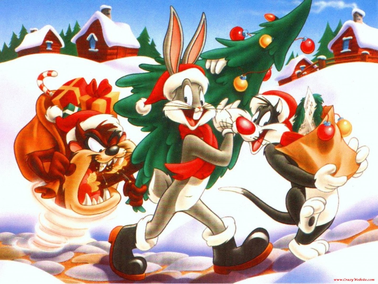 Looney Tunes Holiday HD Wallpaper: Bugs, Sylvester, and Taz Celebrate!