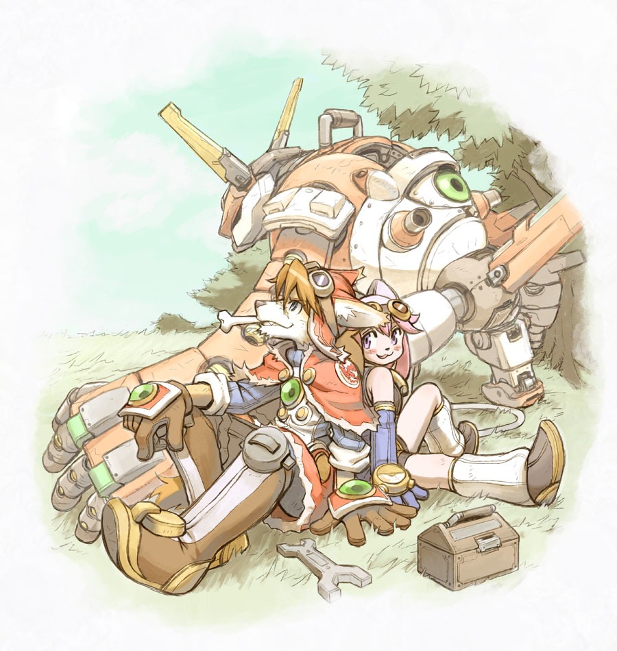 A And A Stack Of Concept Art For Solatorobo: Red the Hunter