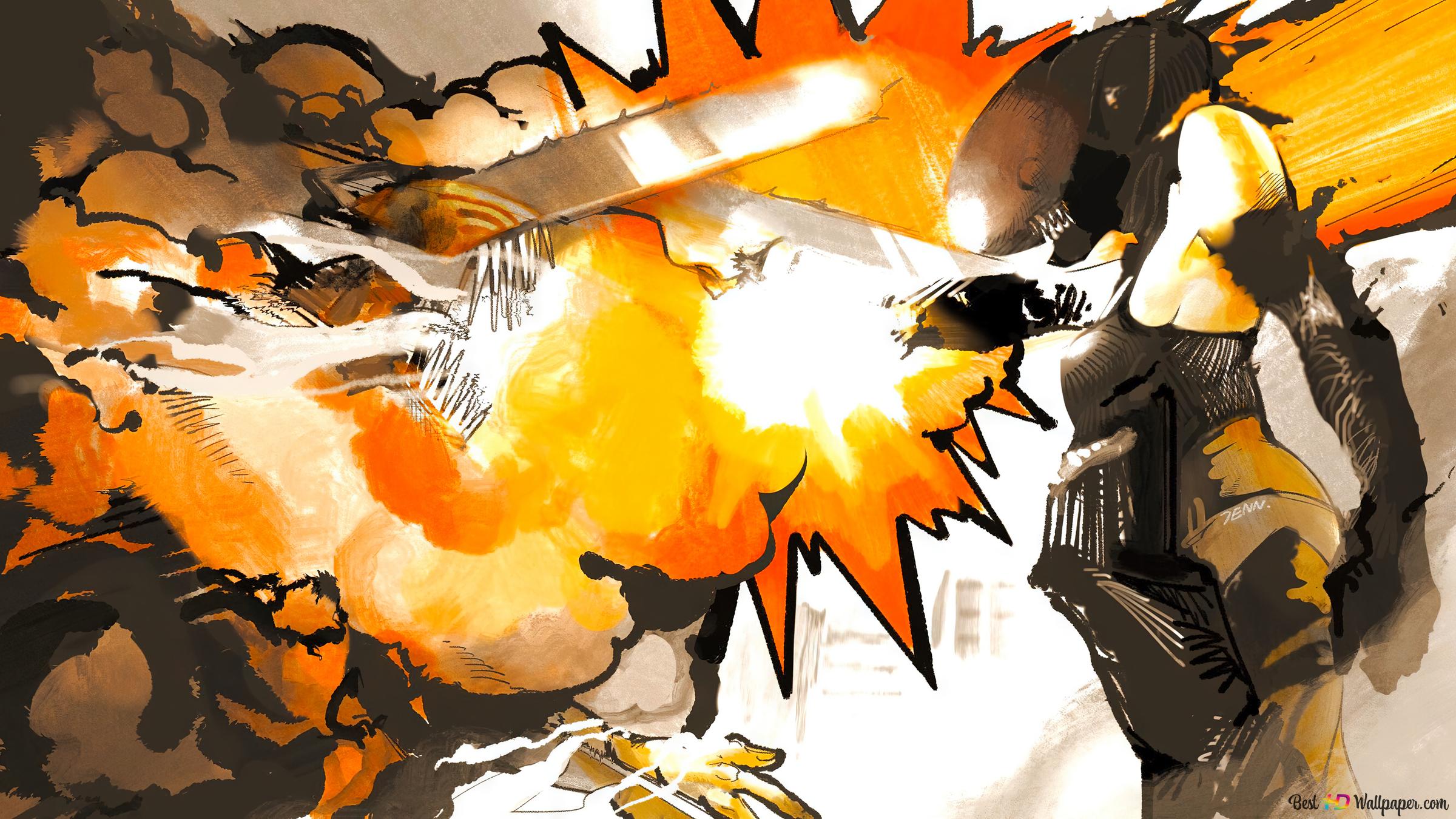 Denji Vs Reze Bomb from Chainsaw man 4K wallpaper download