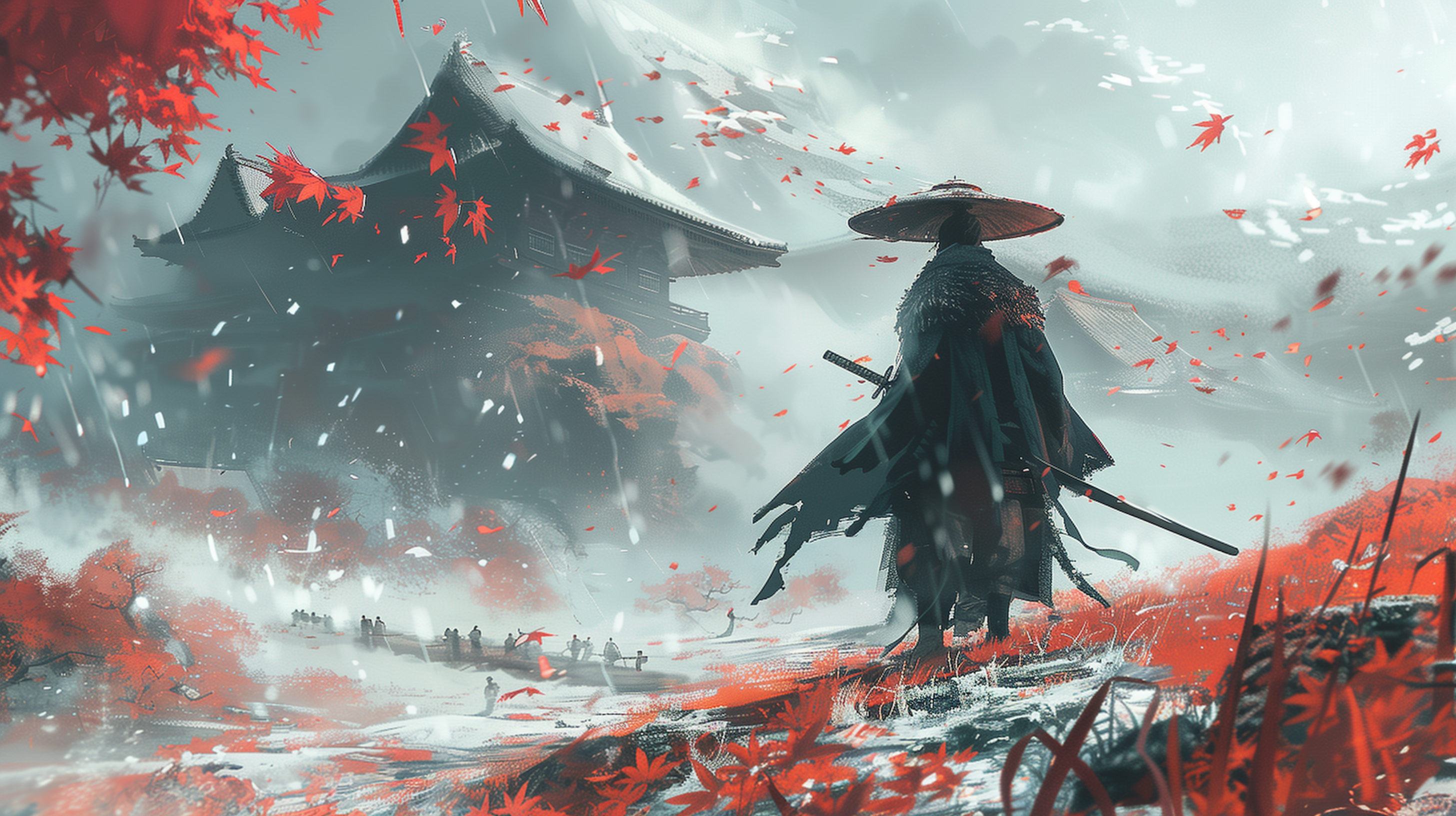 Ghost of Tsushima: Samurai in Fall Leaves HD Wallpaper