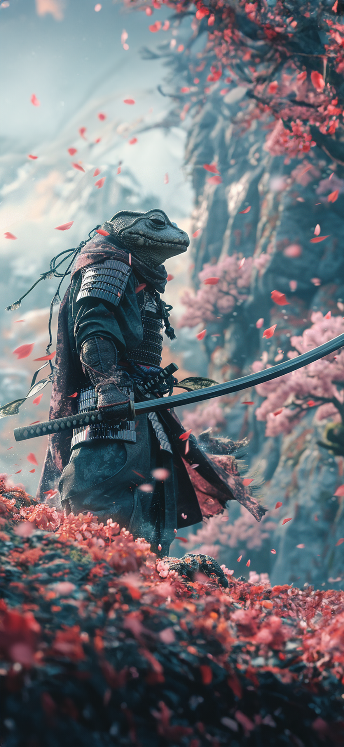 Autumn Samurai: Warrior Amongst Falling Leaves Wallpaper