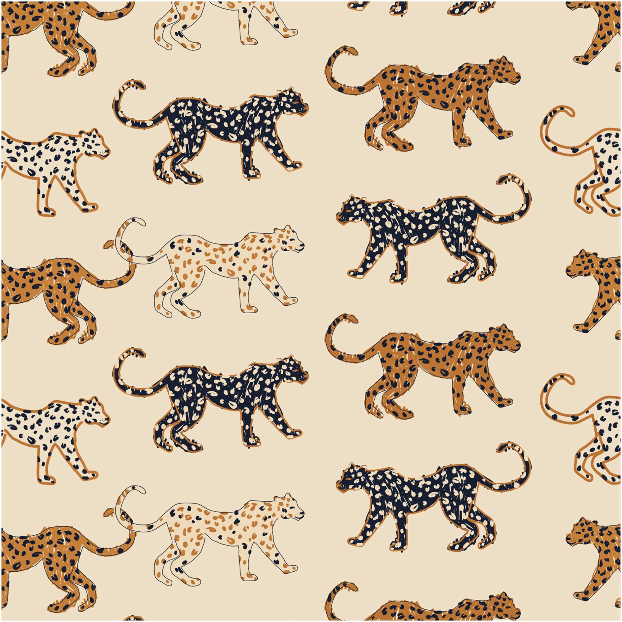 UniGoos Beige Background Leopards Peel and Stick Wallpaper Retro Animal Pattern Temporary Wall Paper Abstract Luxury Self Adhesive Contact Paper for Shelf Countertop Bedroom DIY Decor 17.7 x118