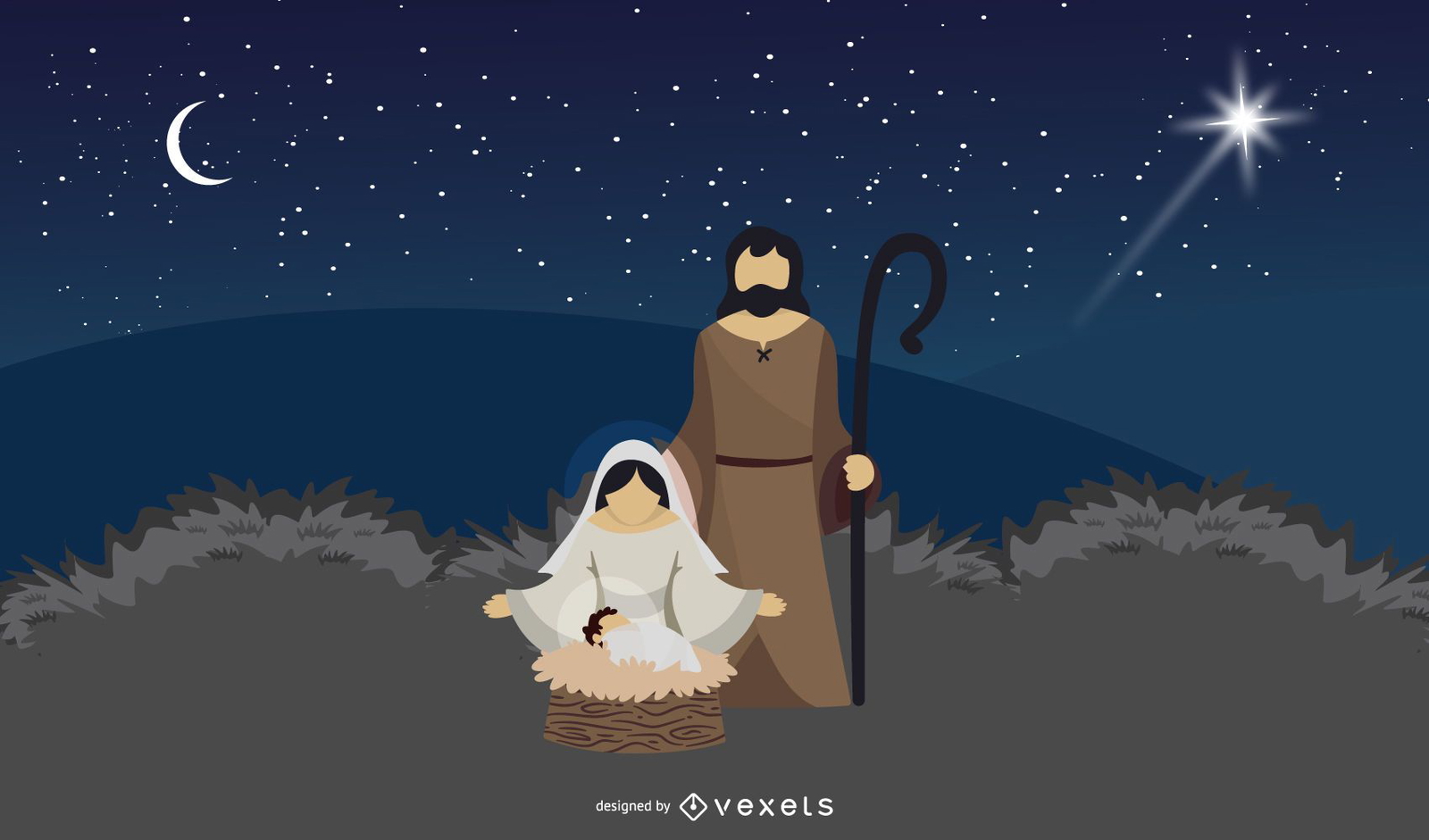 Christmas Nativity Scene 3 Vector Download