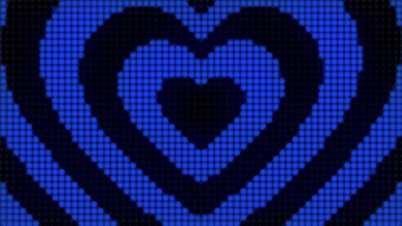 4K 1 Hour Blue Heart Tunnel Y2K Colorful Aesthetic LED Lights Background Video Screensaver