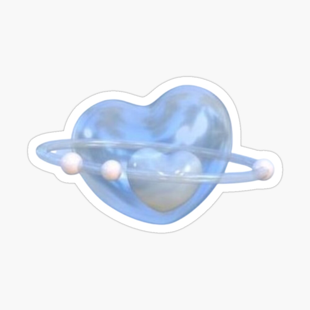 cyber blue heart y2k sticker gorpcore Sticker