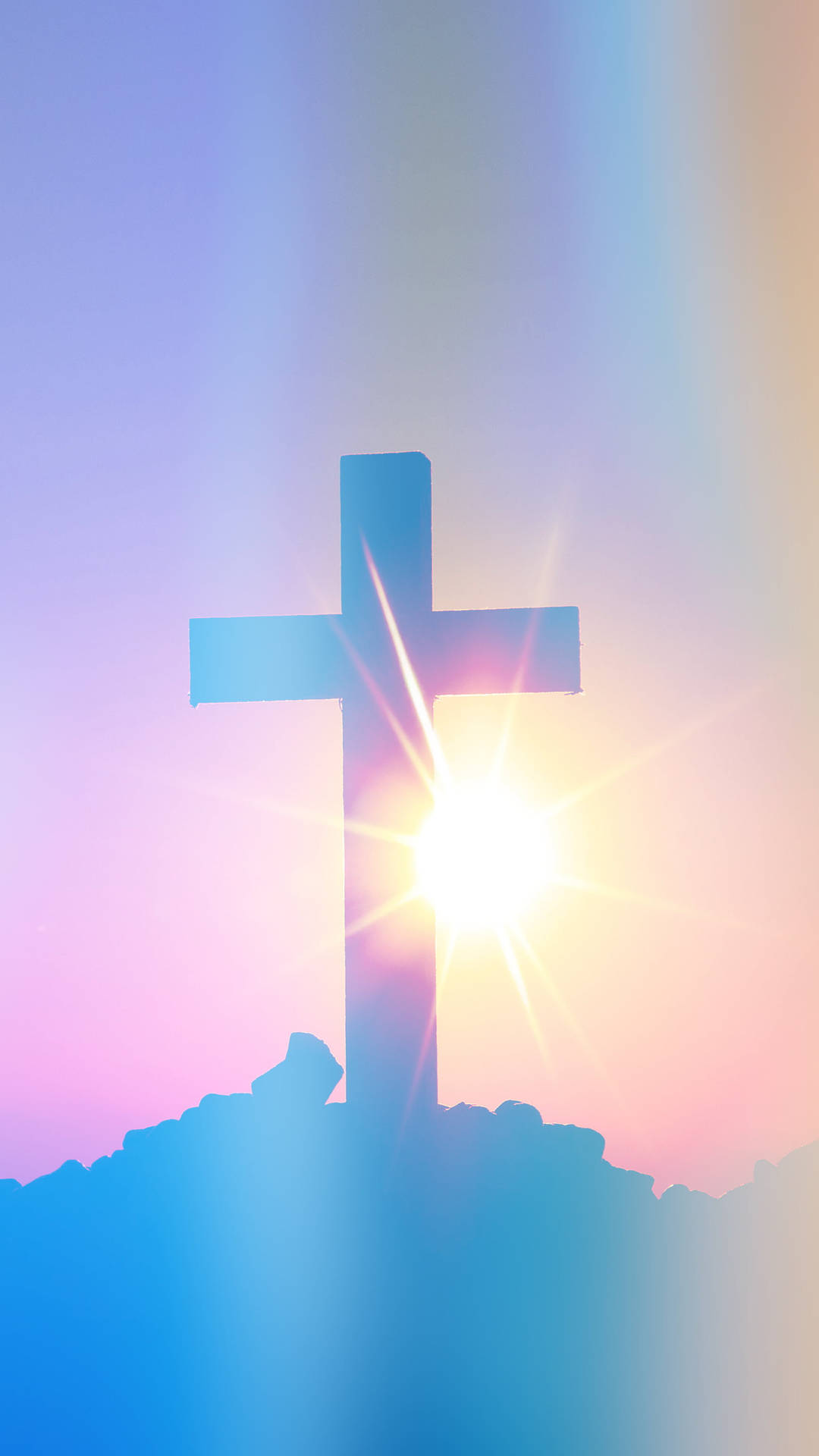 Download Jesus Cross Iridescent Light Wallpaper