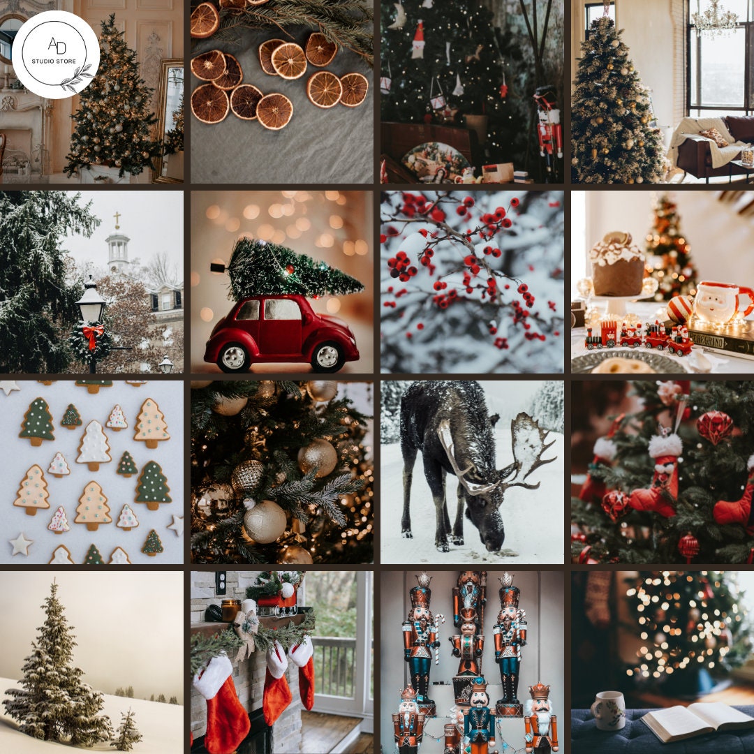 Christmas Photo Wall Collage Kit, New Years Eve Aesthetic Picture Wall Collage Pack, 4x6, DIGITAL DOWNLOAD
