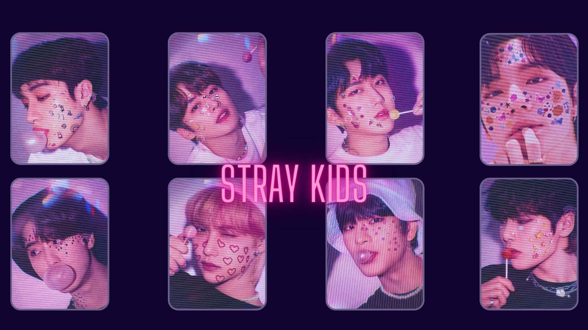 Download Stray Kids Glitter Faces Collage Wallpaper
