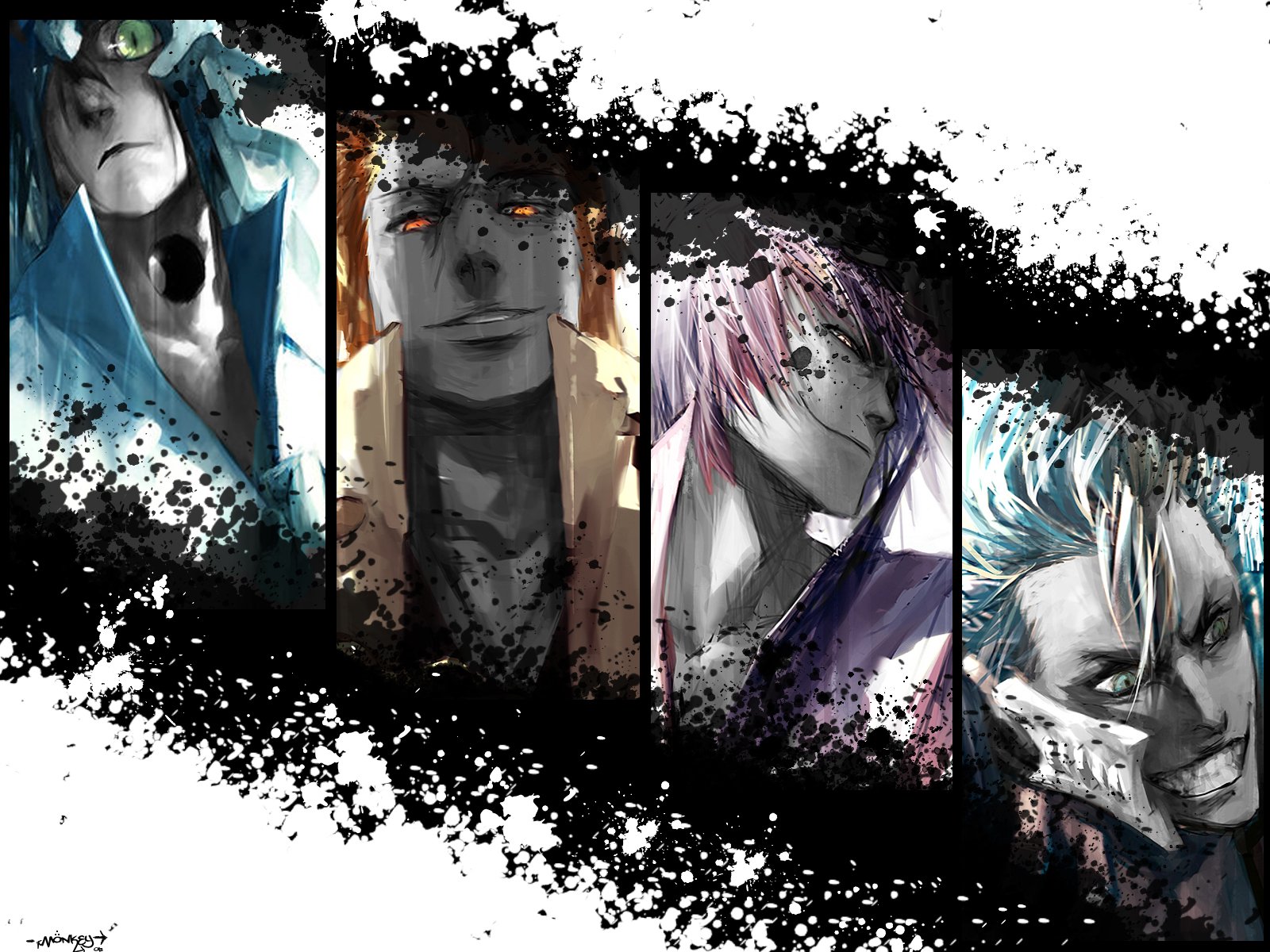 Bleach HD Wallpaper: Grimmjow, Gin, Aizen & Ulquiorra in Intense Anime Art