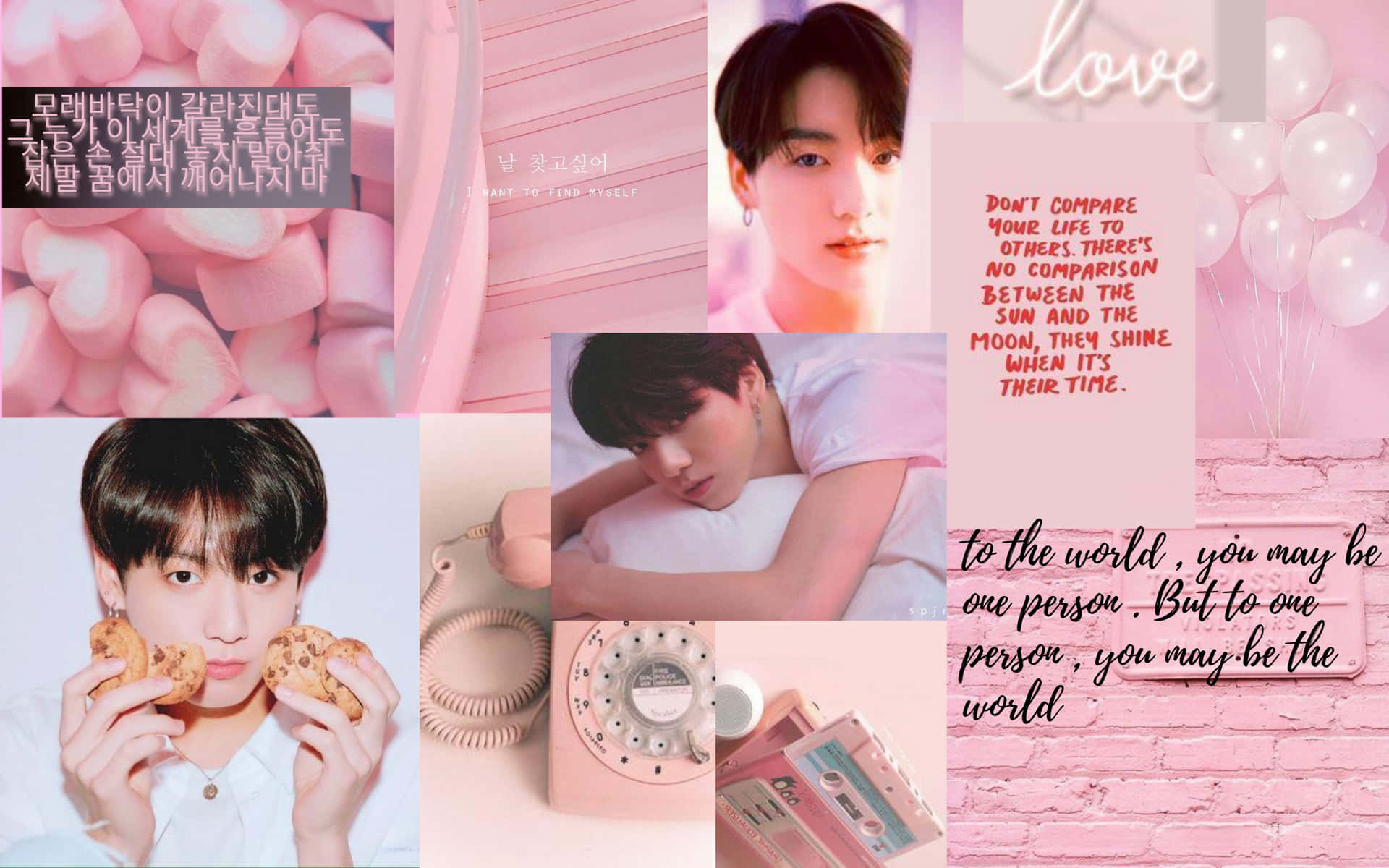 Bts Pink Aesthetic Desktop Wallpaper