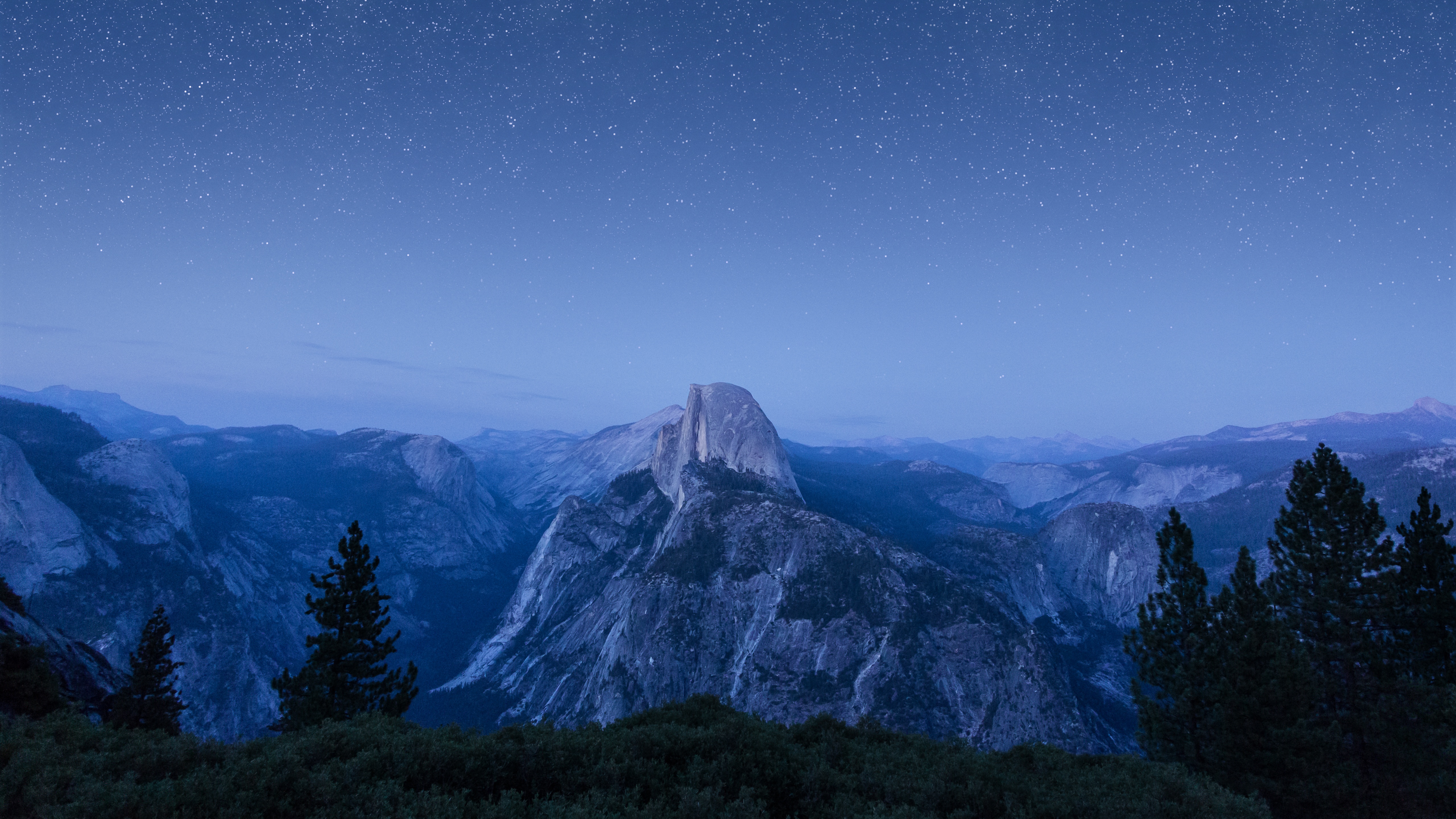 OS X El Capitan Wallpaper 4K, Summit, Night, Starry sky