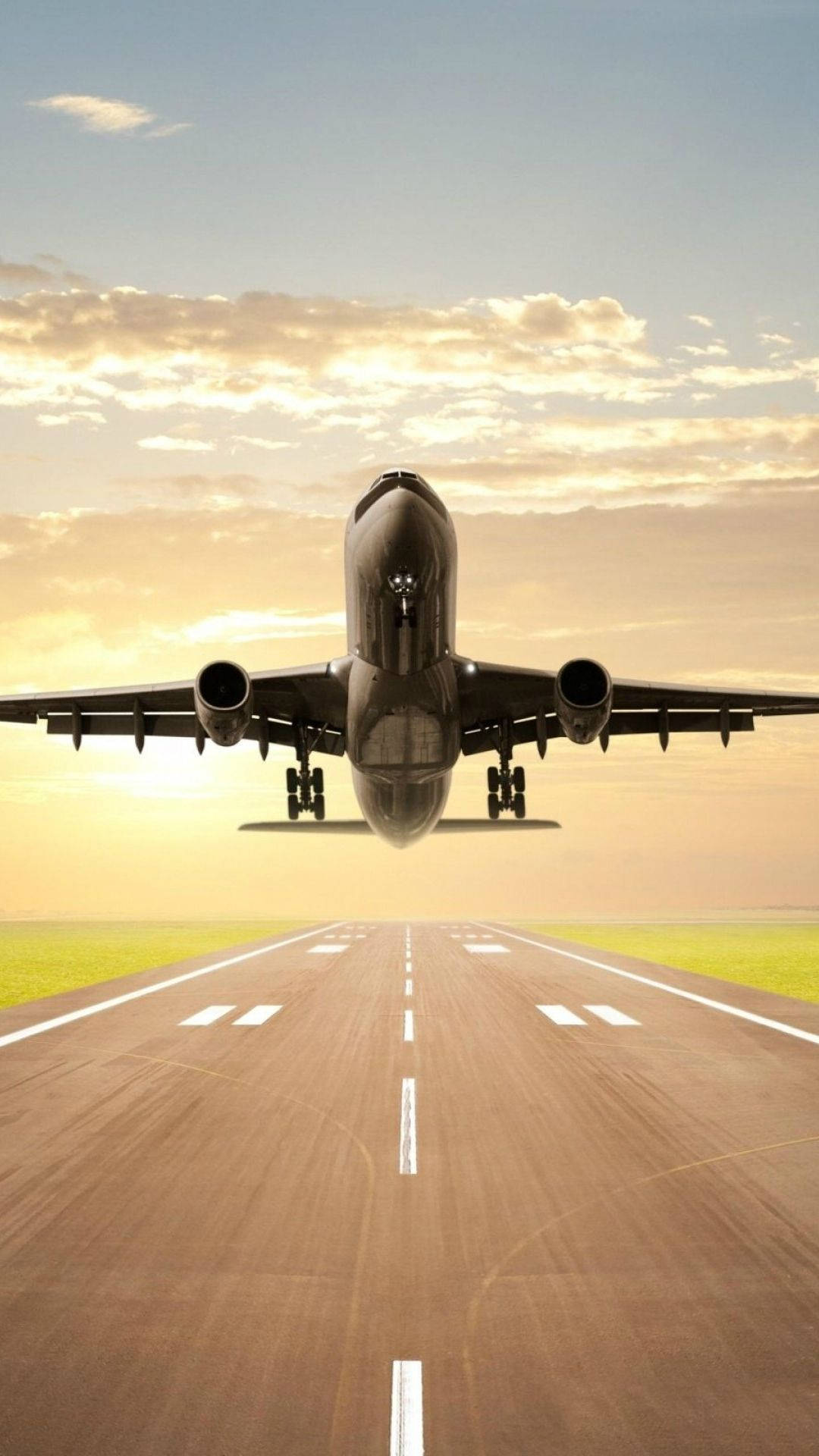 Download Takeoff Of White Airplane Android Wallpaper