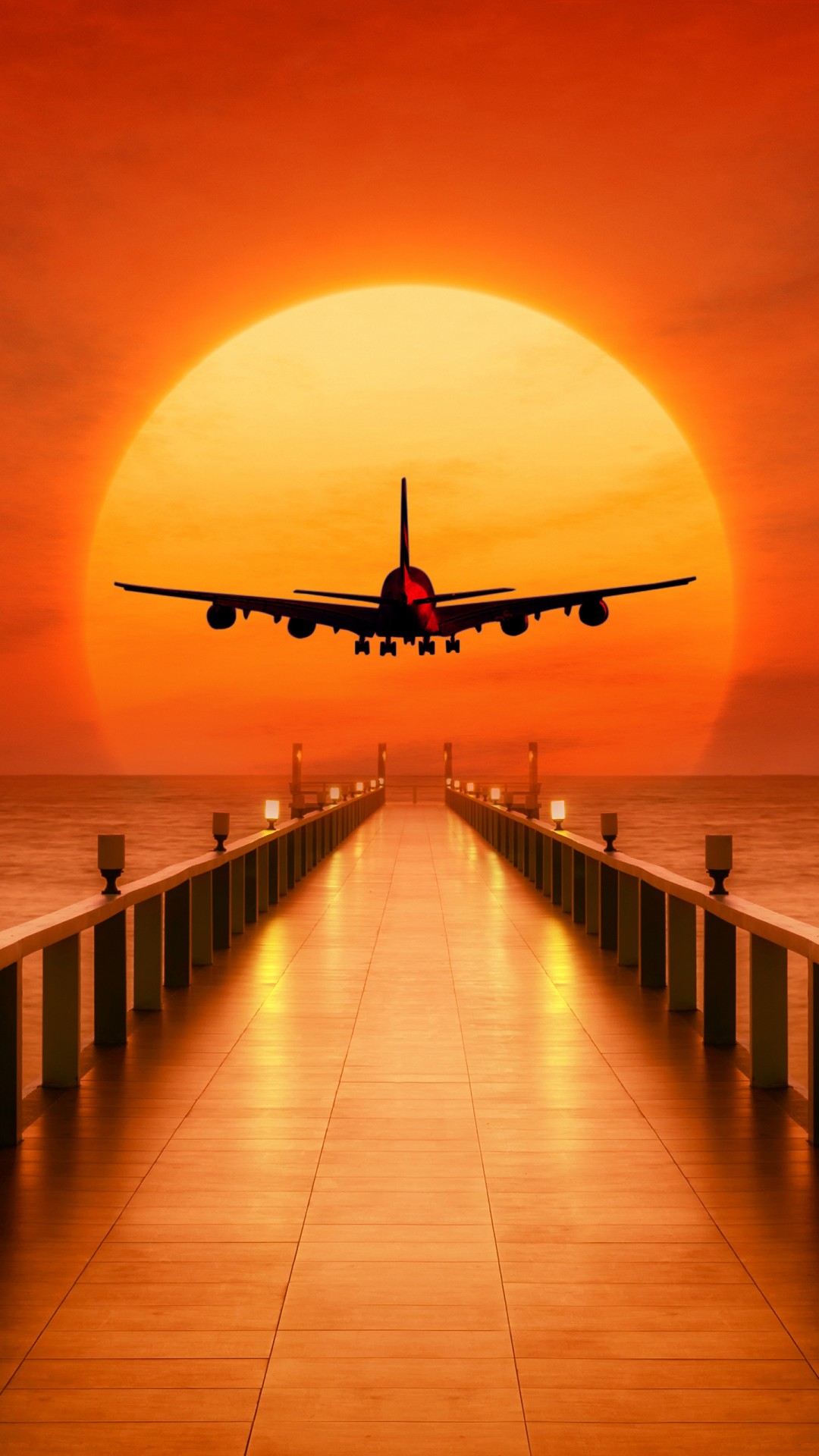 Airplane Sunset Takeoff Wallpaper
