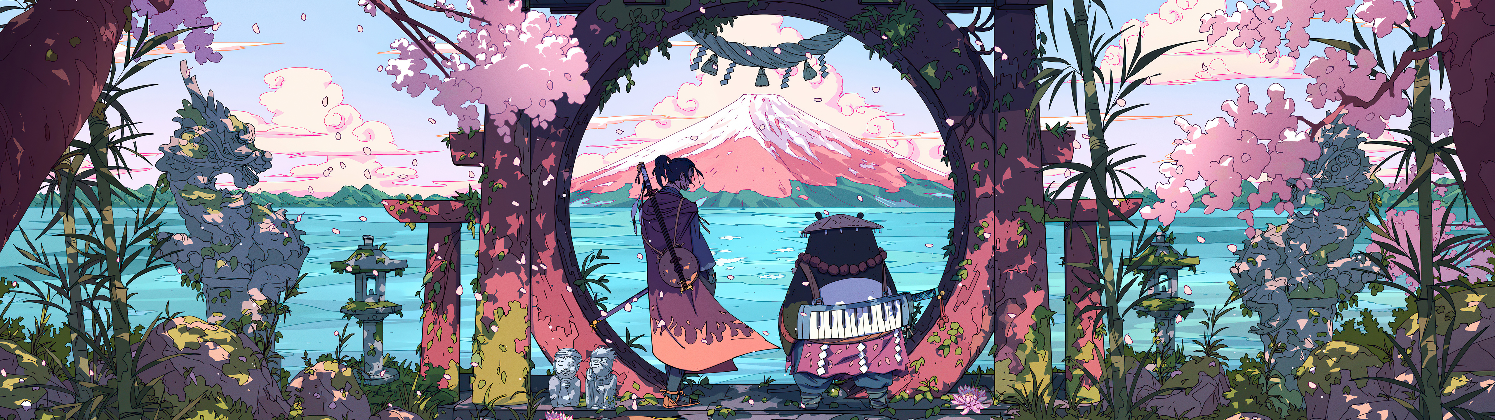 Cherry Blossom Samurai [3440x1440] + [5120x1440]