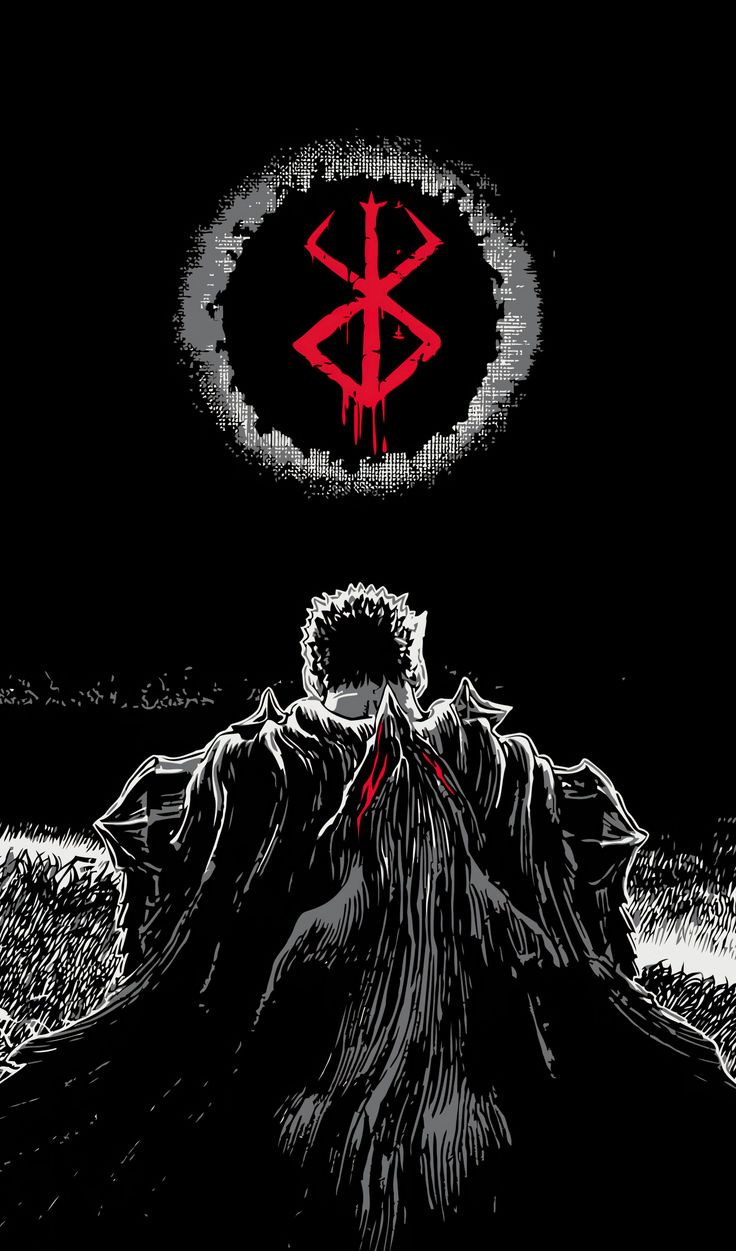 Berserk anime black and red wallpaper for iPhone and Android
