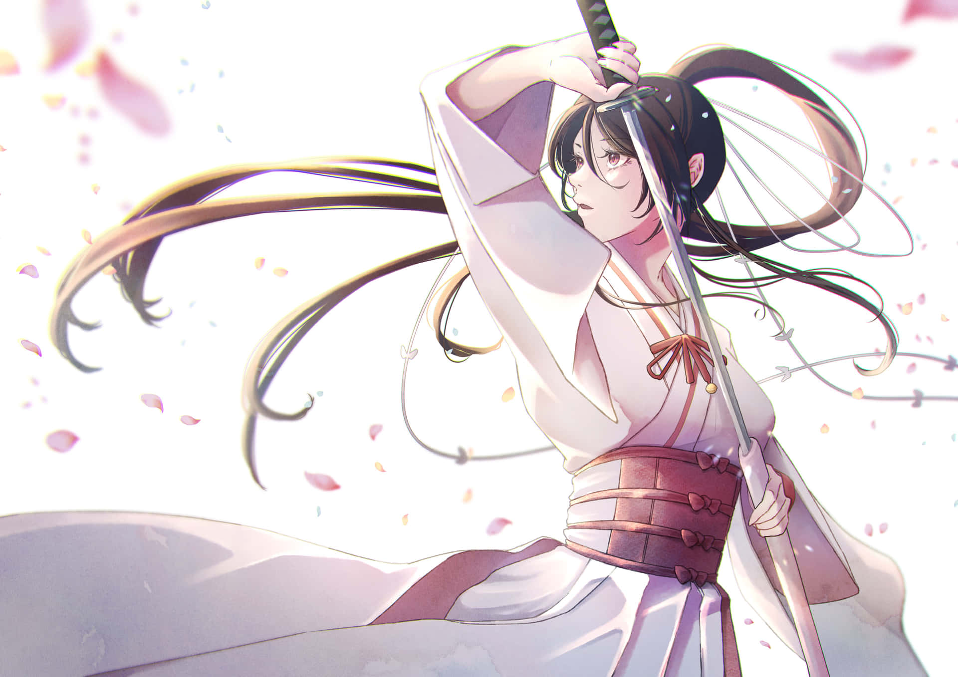 Download Sakura Samurai Girl Drawing Wallpaper
