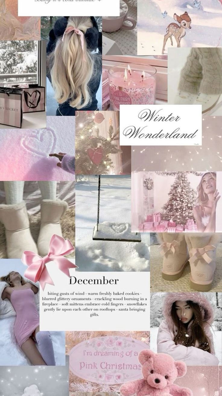 pink christmas aesthetic wallpaper cute phone background holiday girly winter wonderland coquette