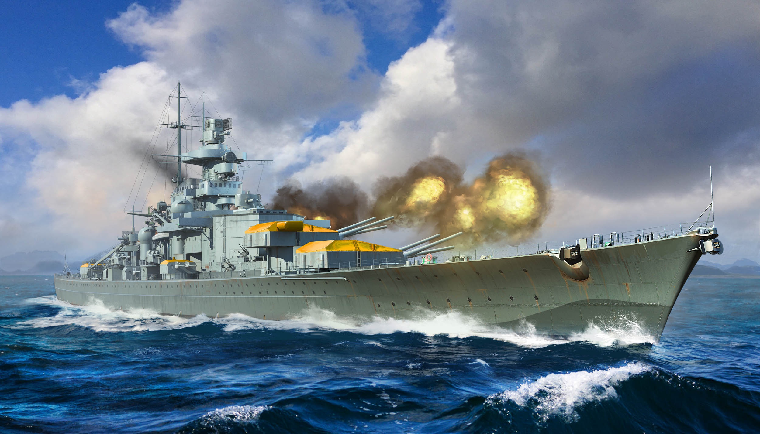 Wallpaper Germany, battleship, battlecruiser, ship of the line, Kriegsmarine, Li Lao, Gneisenau, DKM Gneisenau for mobile and desktop, section оружие, resolution 2500x1429