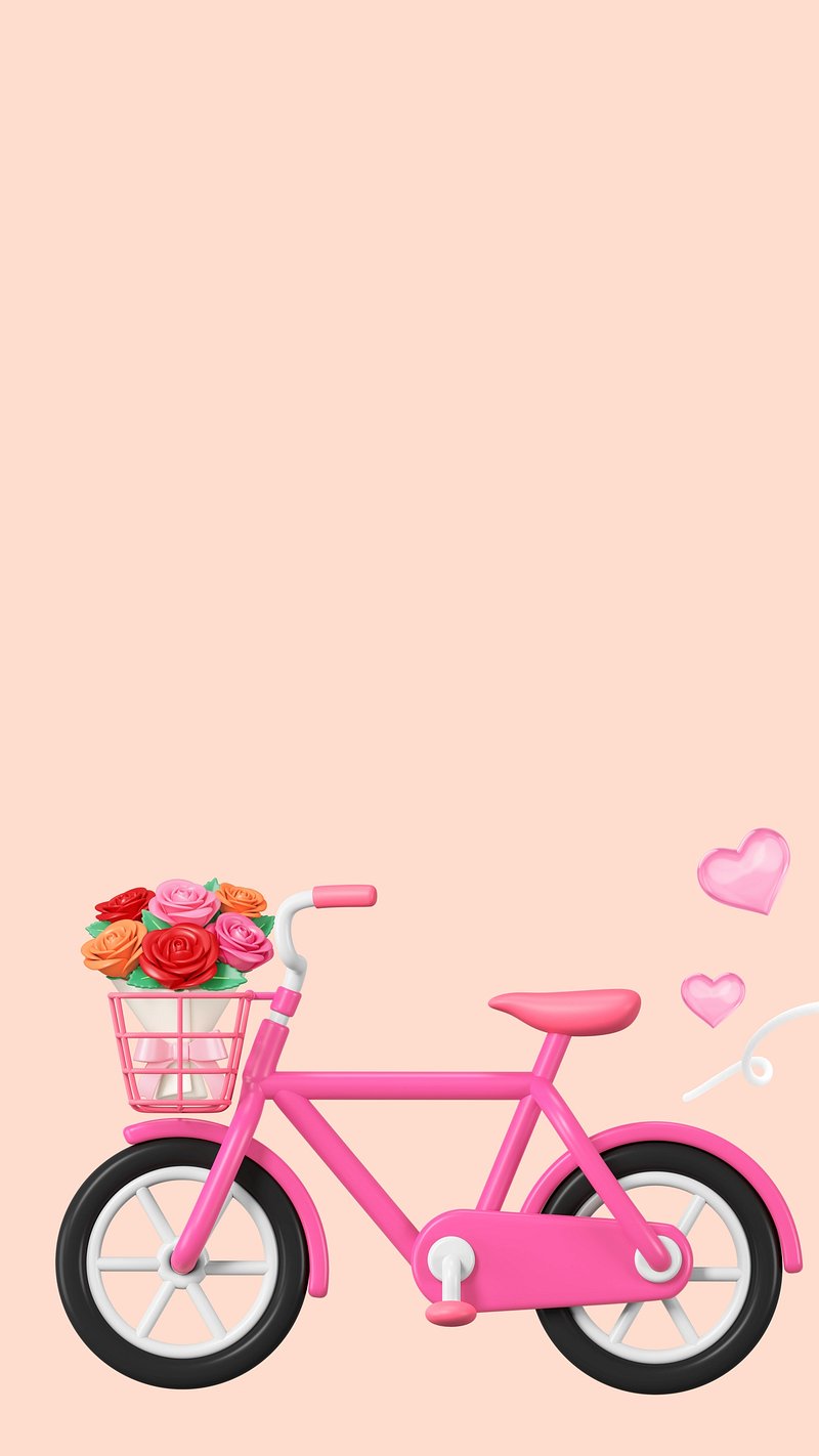 3D pink bicycle iPhone wallpaper. Premium Photo Illustration