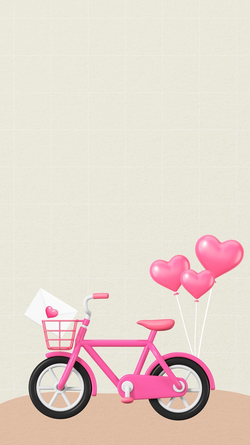 3D pink bicycle iPhone wallpaper. Premium Photo Illustration