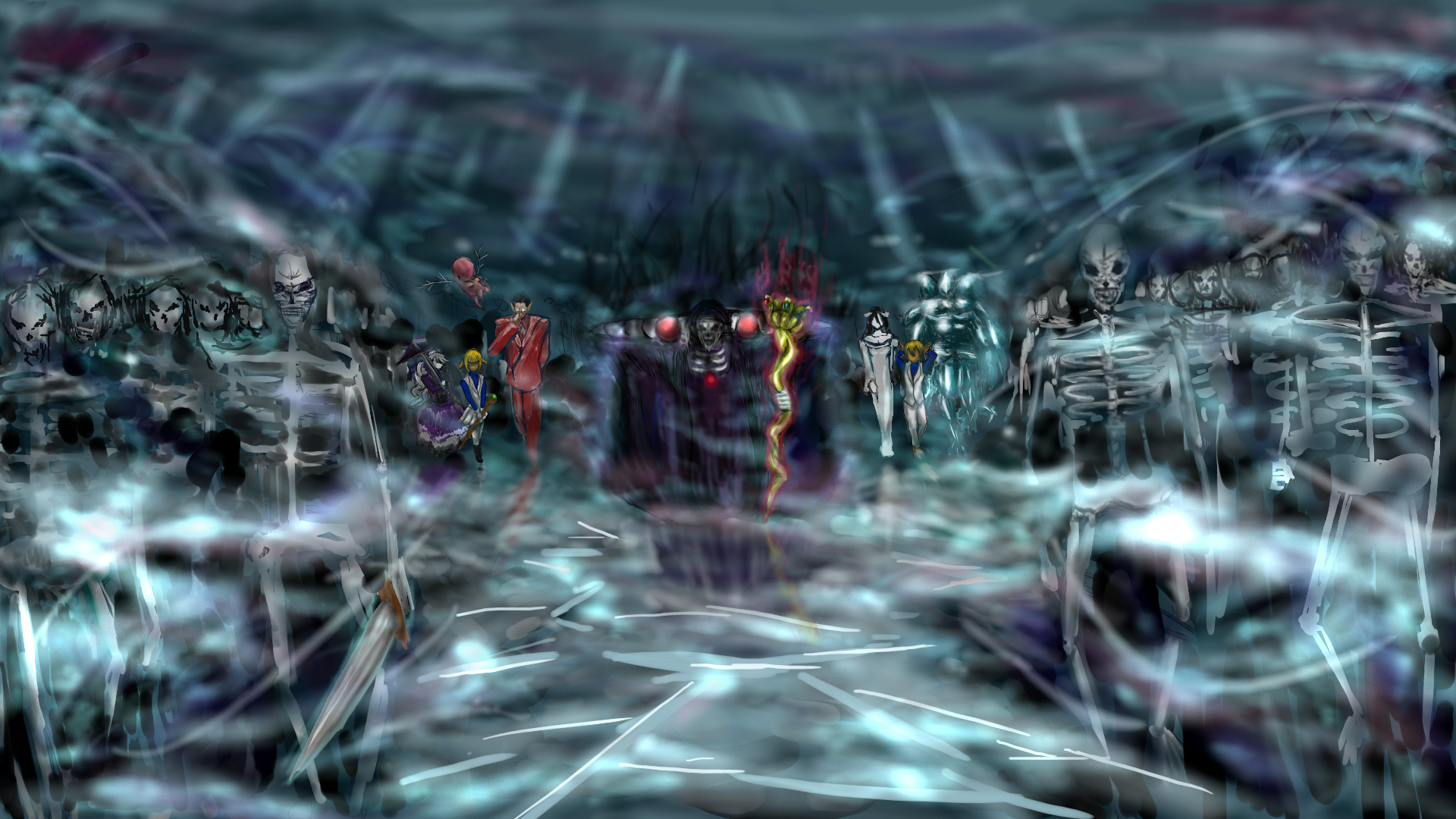 Wallpaper army, Overlord, art, undead, albedo, Beautiful Sea Flower, Demiurge, Ainz Ooal Gown for mobile and desktop, section прочее, resolution 1920x1080