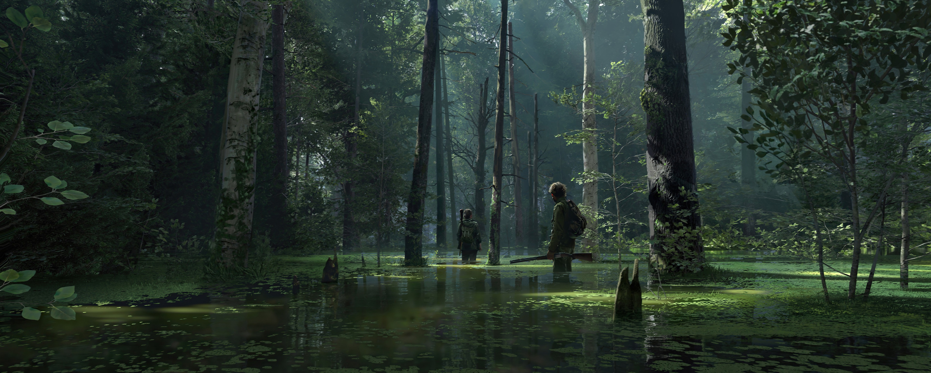 Wallpaper nature, green, swamp, forest, the swamp, The Last of Us 2, Some of us Part 2, Antoine Boutin for mobile and desktop, section игры, resolution 3839x1537