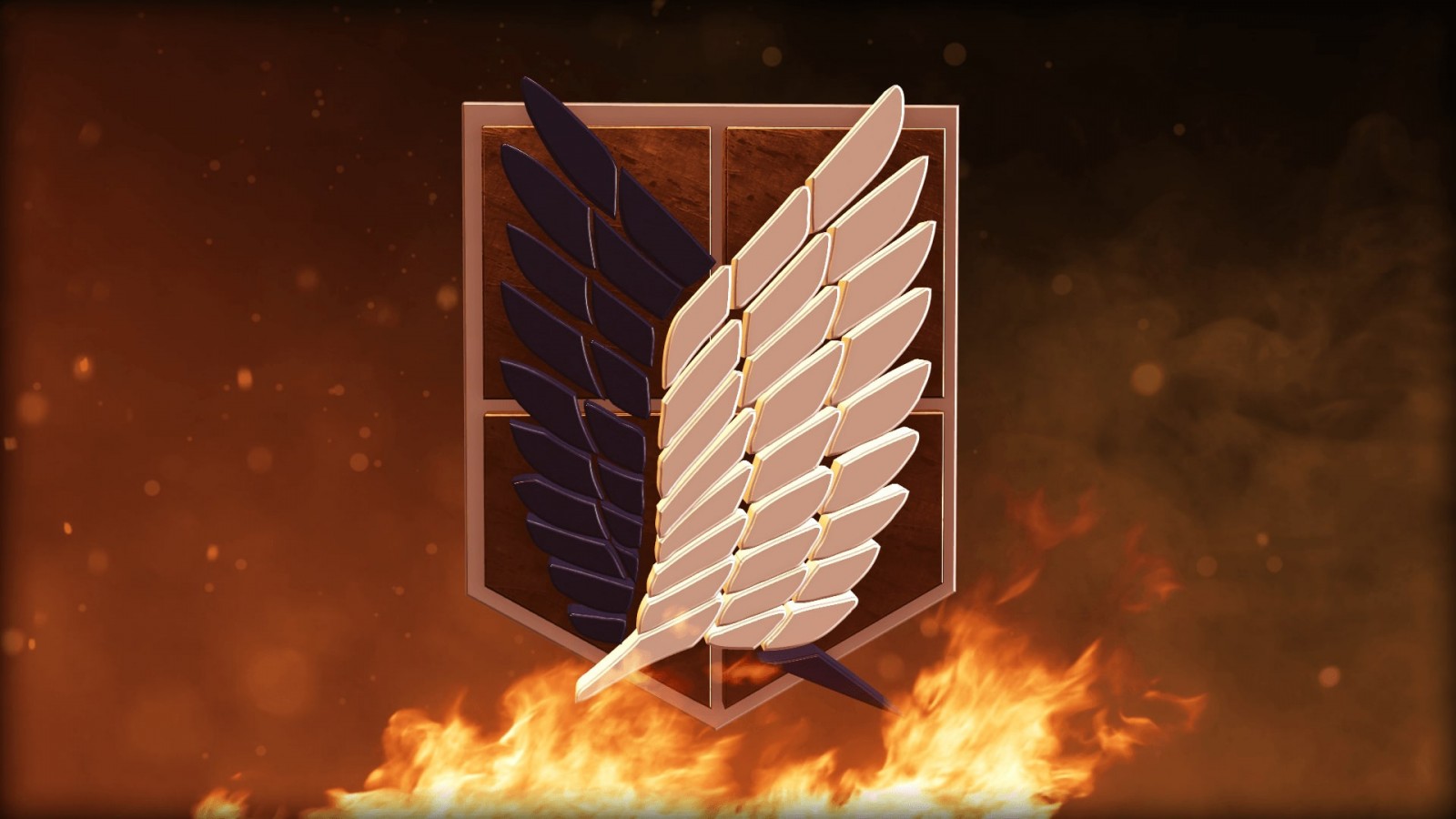 Attack On Titan Logo In Fire Background HD Attack On Titan Wallpaper