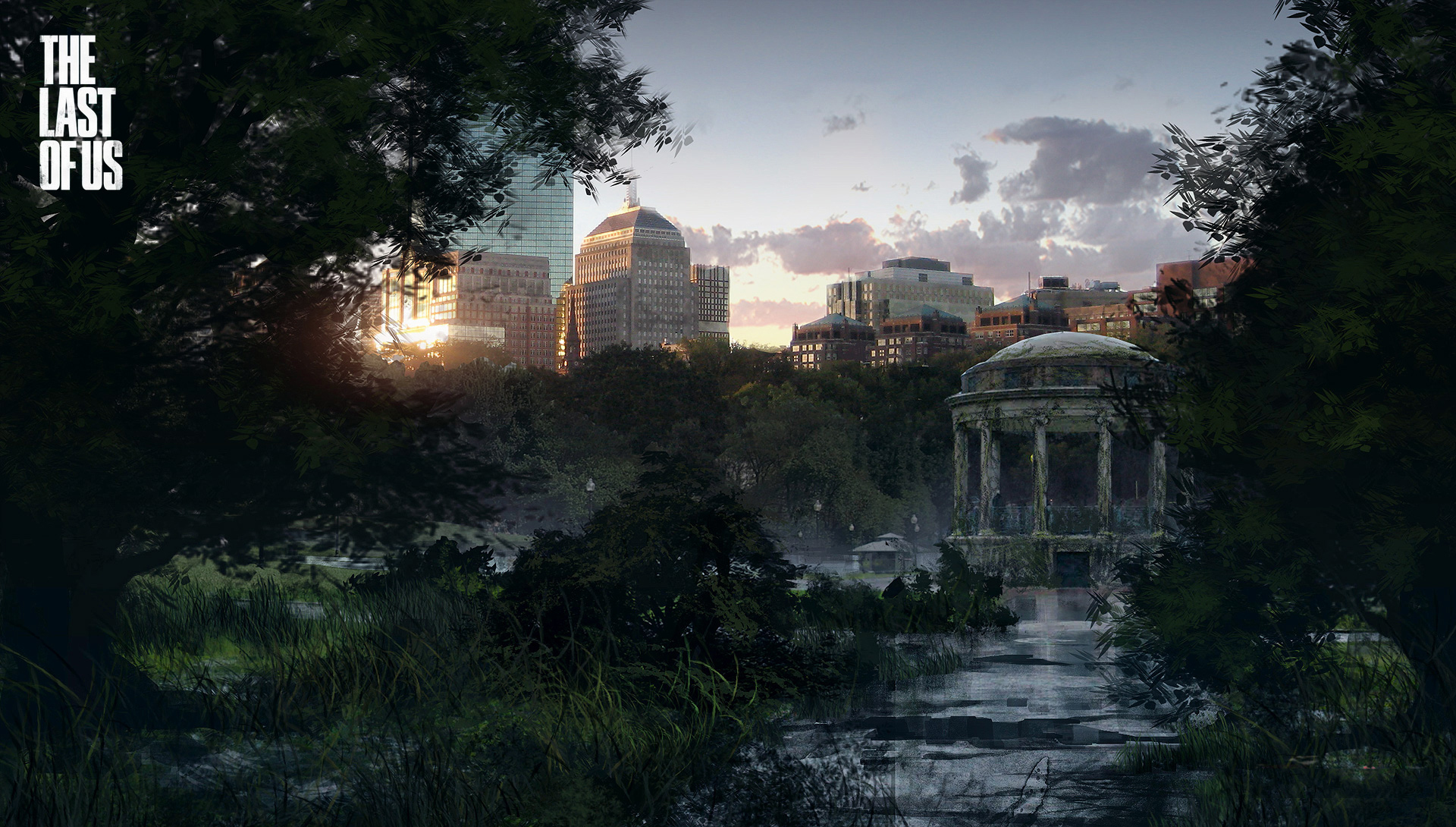 Wallpaper the city, building, swamp, art, postapokalipsis, The Last of Us for mobile and desktop, section игры, resolution 1920x1090