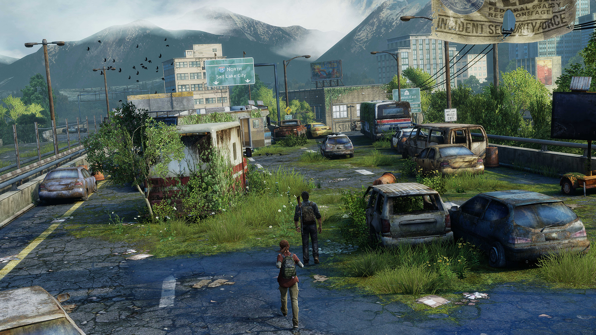 Wallpaper bridge, the city, Ellie, The Last of Us, Joel, Some of us for mobile and desktop, section игры, resolution 1920x1080