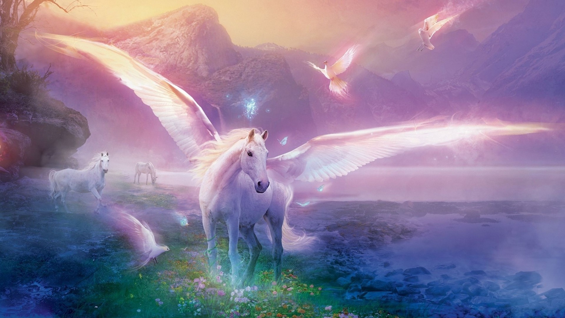 White Unicorn With Wings HD Unicorn Wallpaper