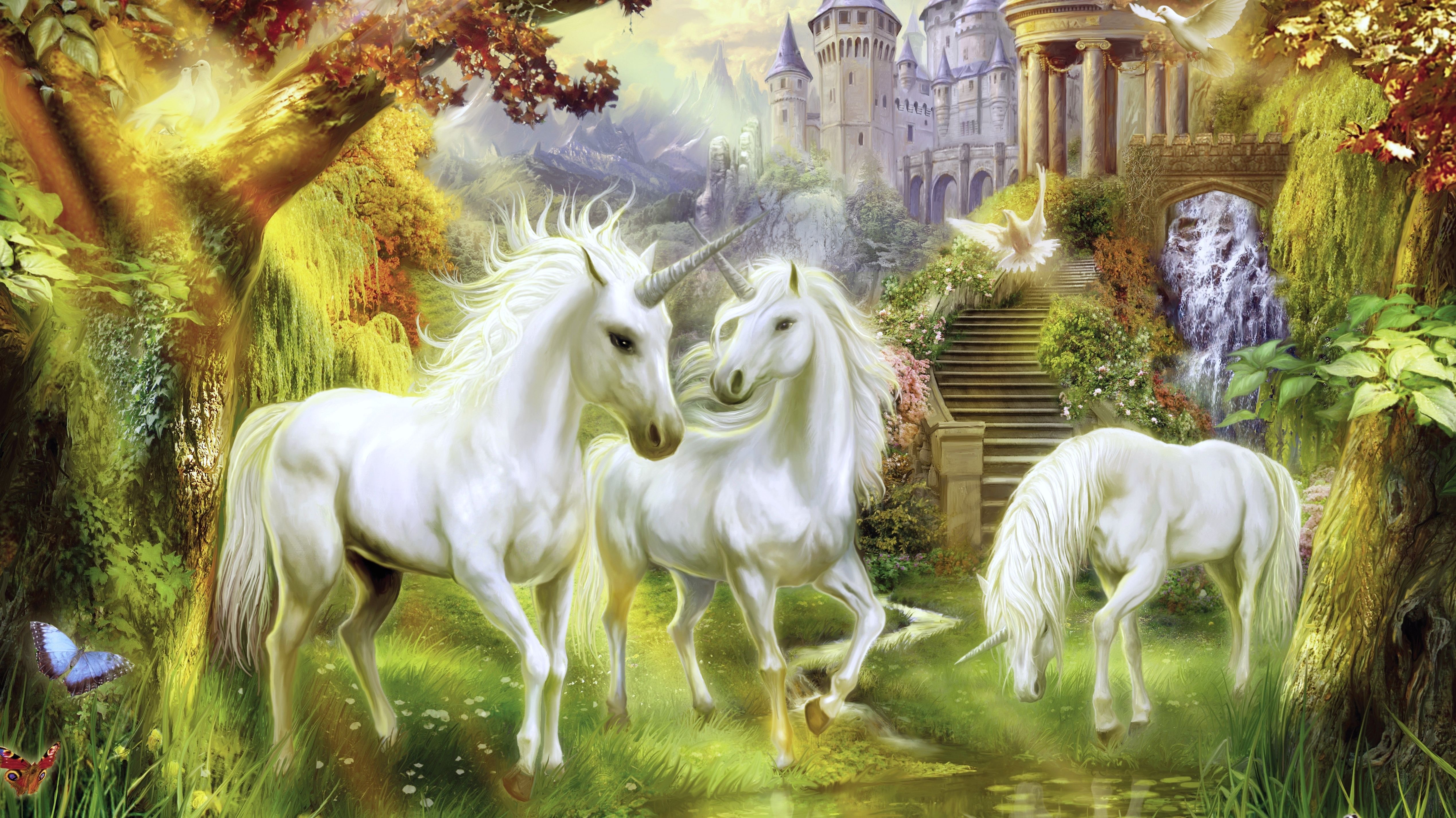 Wallpaper White Horse and White Horse Painting, Background Free Image