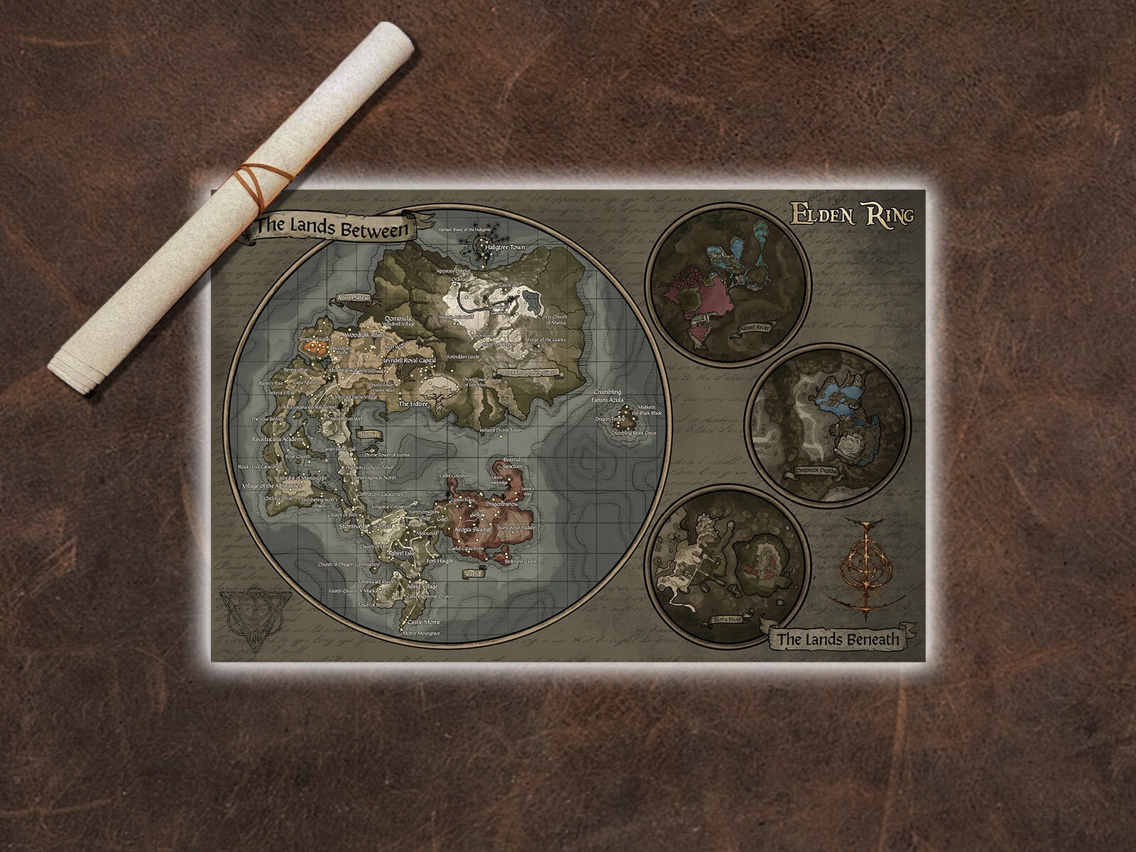 The Lands Between Map Scroll (Inspired by Elden Ring)