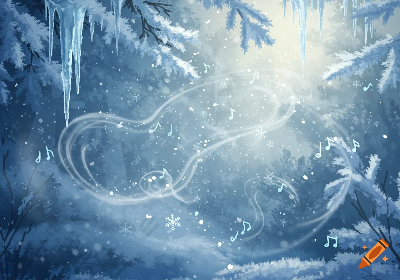 Winter Themed Video Game Background created on Craiyon