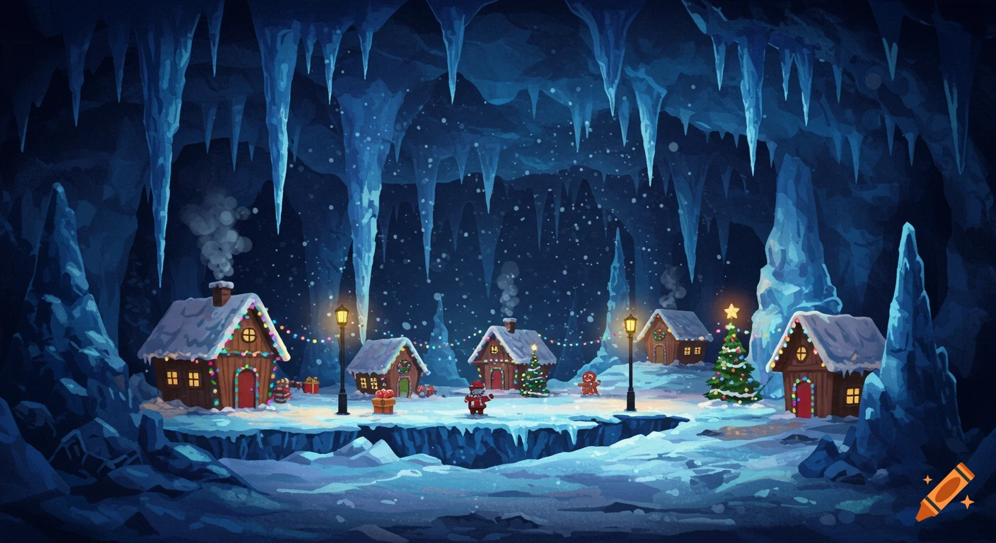 Winter Themed Video Game Background created on Craiyon