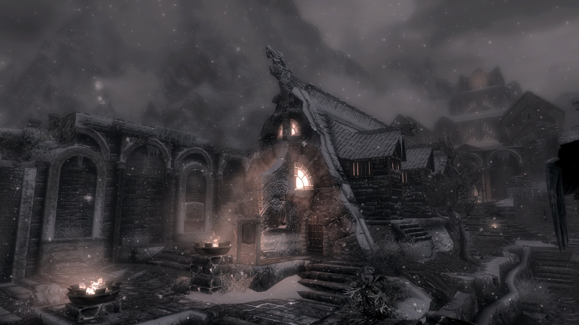 Phone wallpaper: Skyrim, Video Game, The Elder Scrolls V: Skyrim, Building, Snow, The Elder Scrolls, Winter 220417