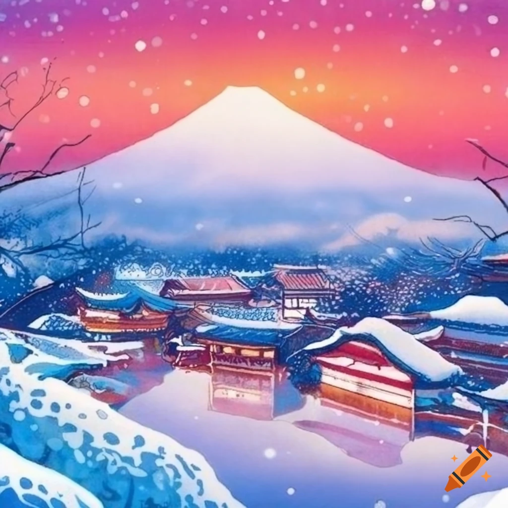 Winter print of Japan on Craiyon