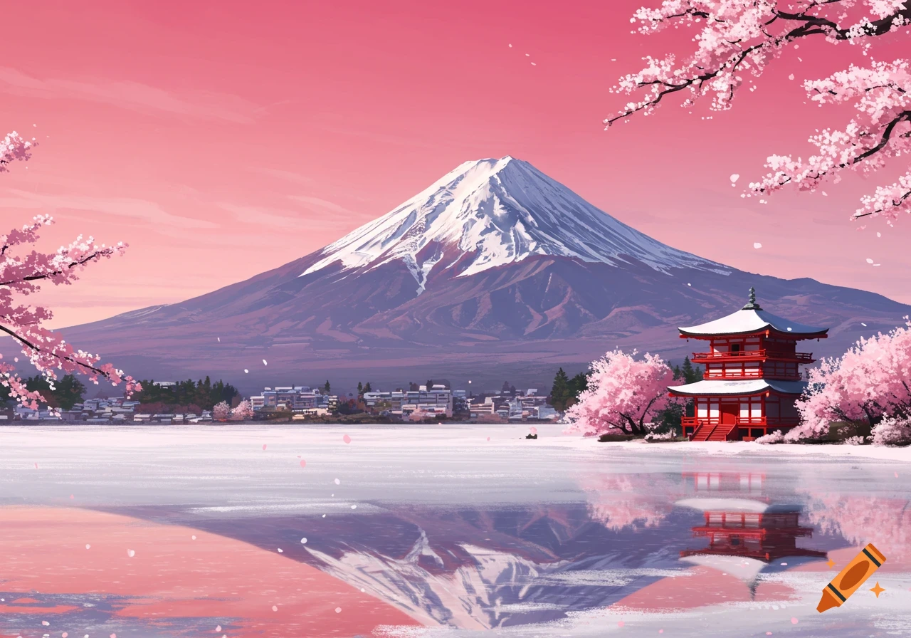 Japanese Landscape Wallpaper created on Craiyon