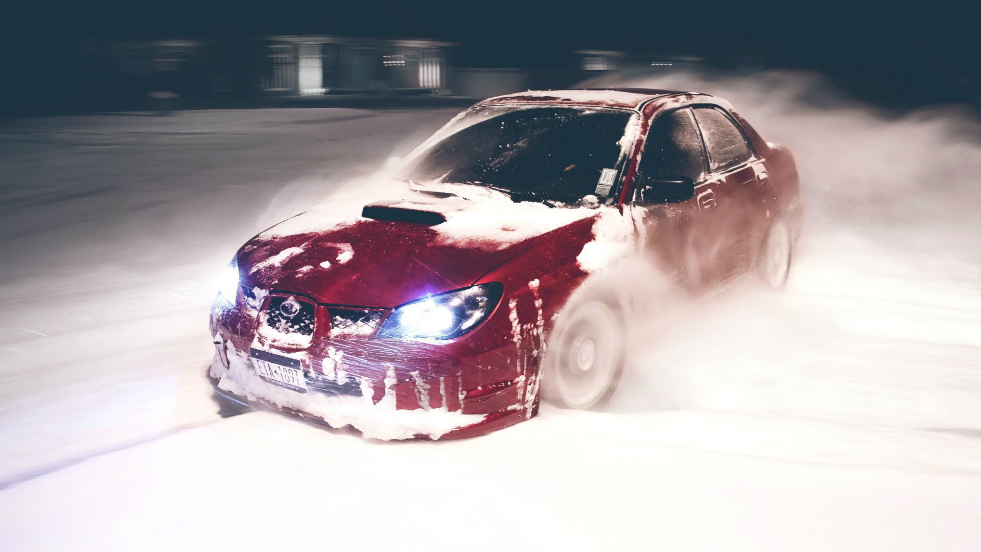 Winter Drift on Subaru Impreza Desktop wallpaper 1920x1080