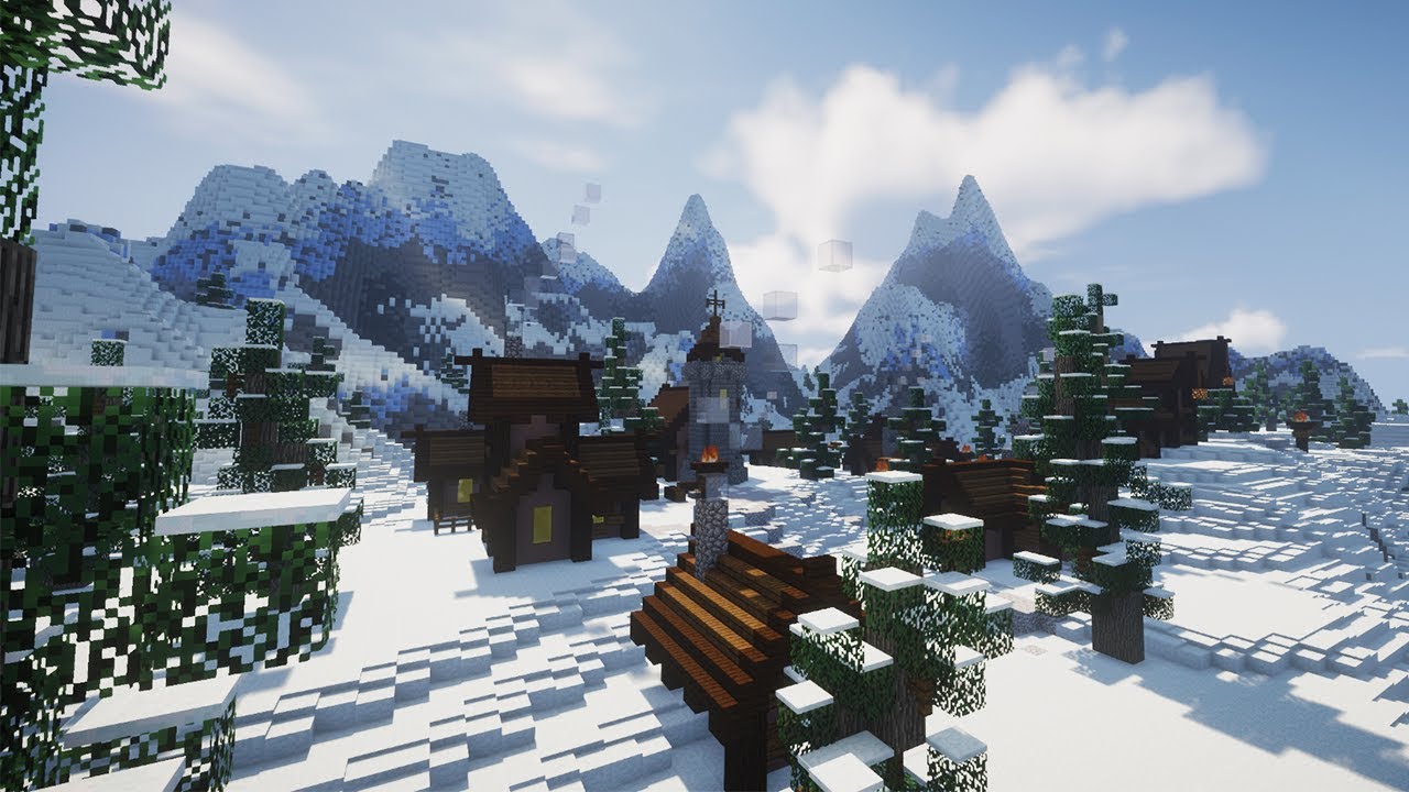 Snowy Mountain Village. Minecraft Timelapse [Speed Build] [DOWNLOAD]