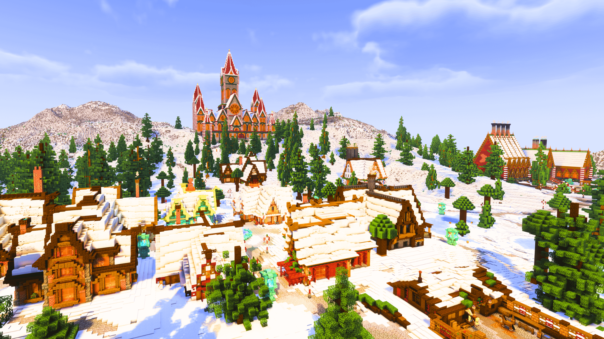 I Built a CHRISTMAS TOWN in Minecraft