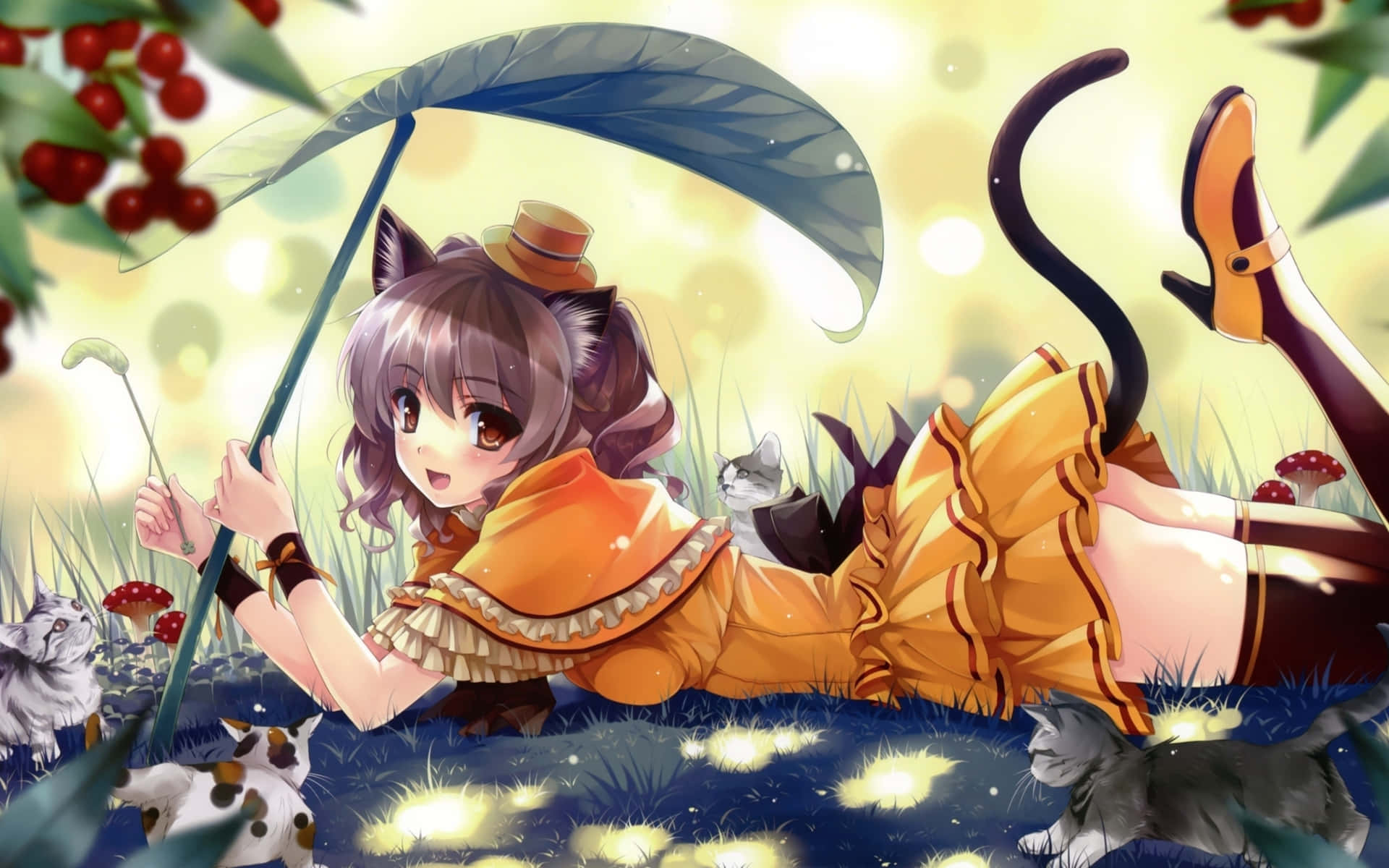 Download Enchanted Forest Catgirl Adventure Wallpaper