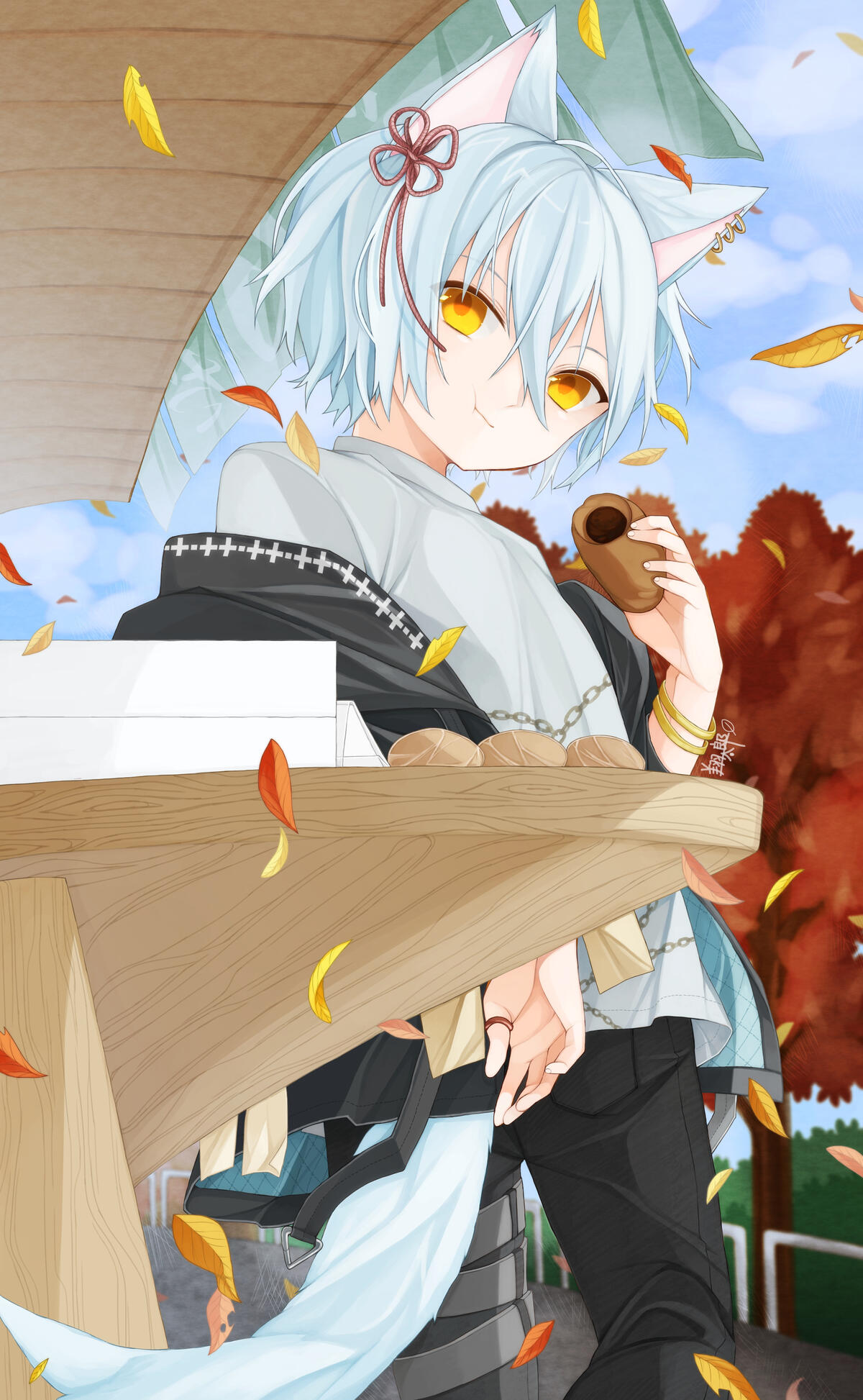 Wallpaper wallpaper anime cat girl animal ears autumn from godlike image and screensavers