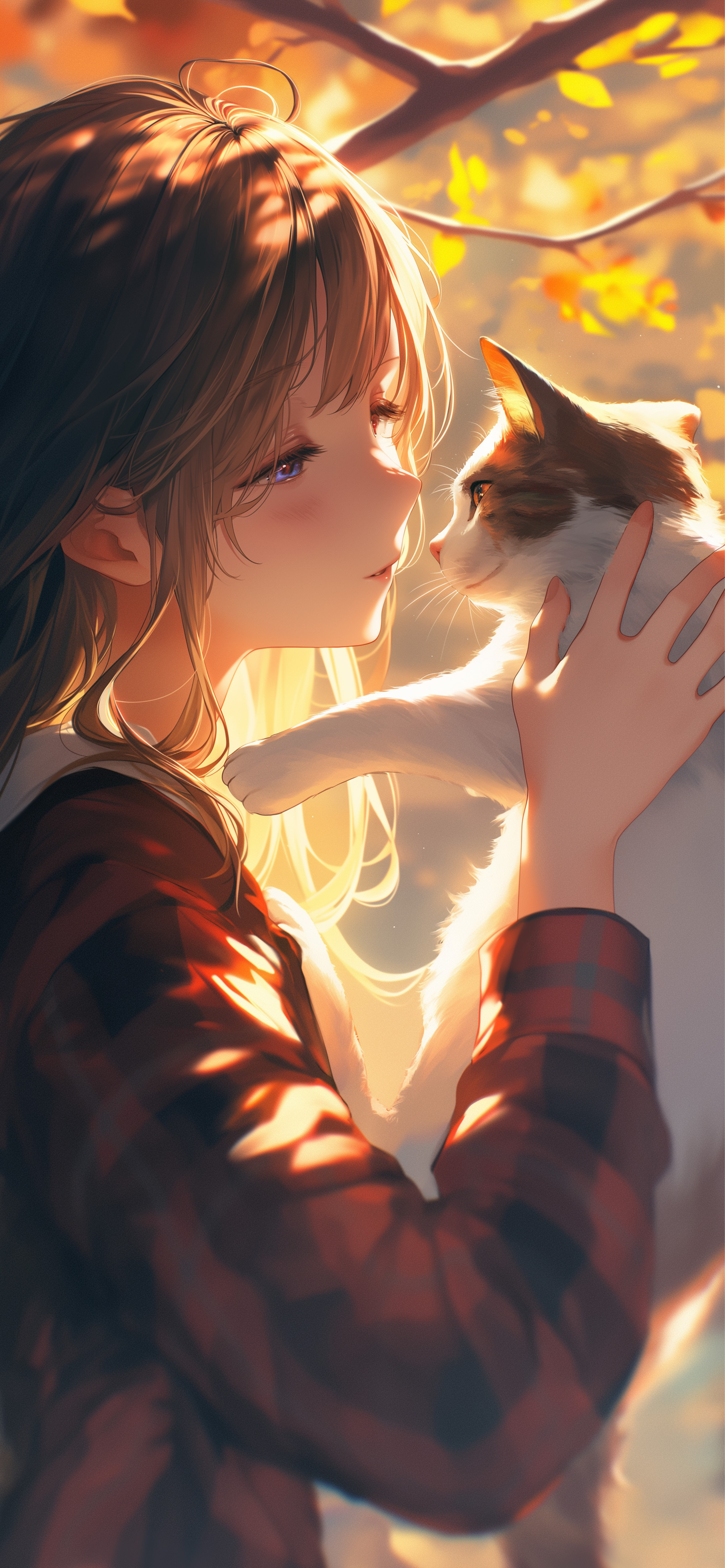 Anime Girl Holding Cat Autumn Wallpaper Anime Wallpaper